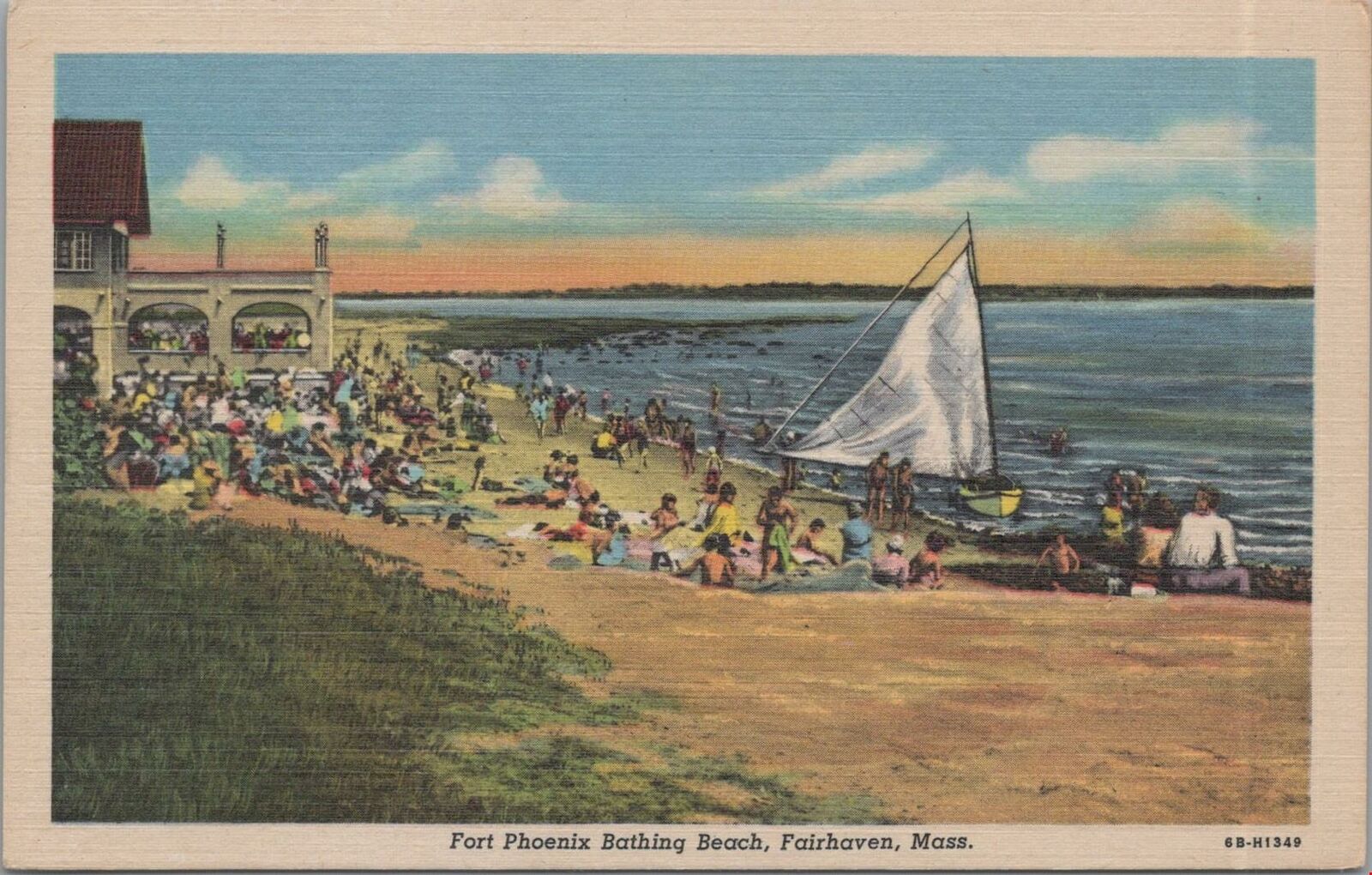 Postcard Fort Phoenix Bathing Beach Fairhaven MA 