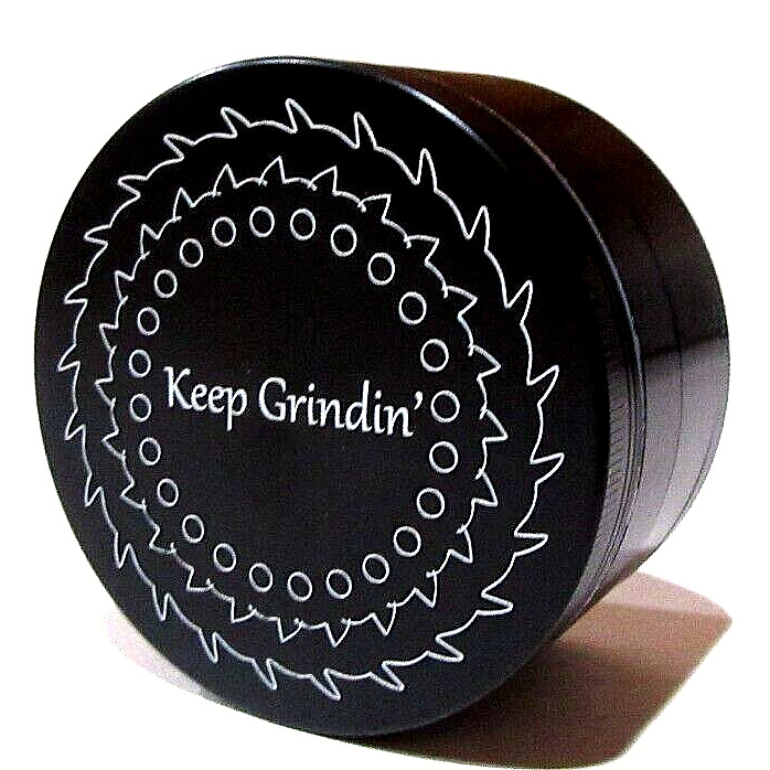 Keep Grindin\' Best Herb Grinder, 3.0 inch, 4-Piece, Large Storage &Scraper Black