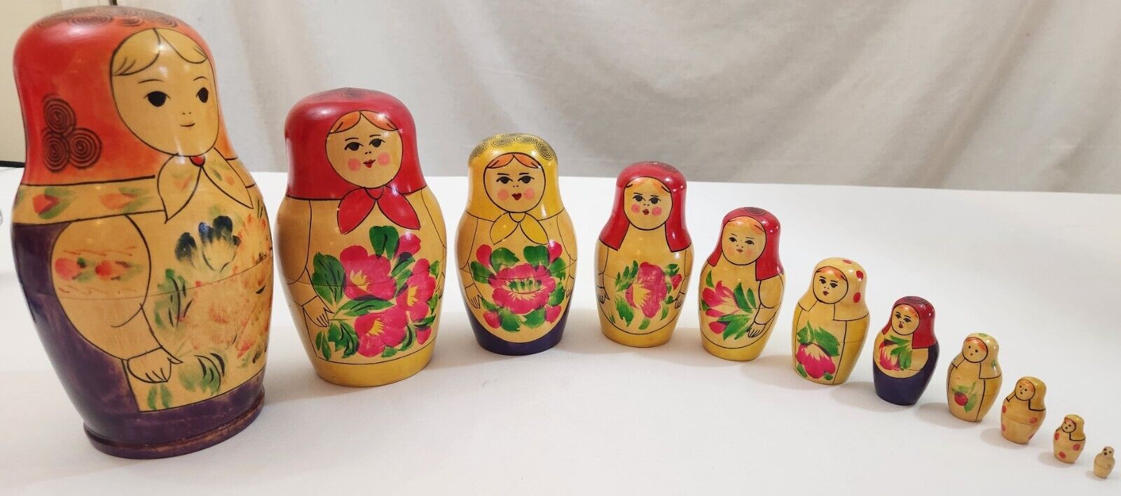 USSR Vintage Matryoshka Nesting Dolls Set of 11 Russian VTG 8\