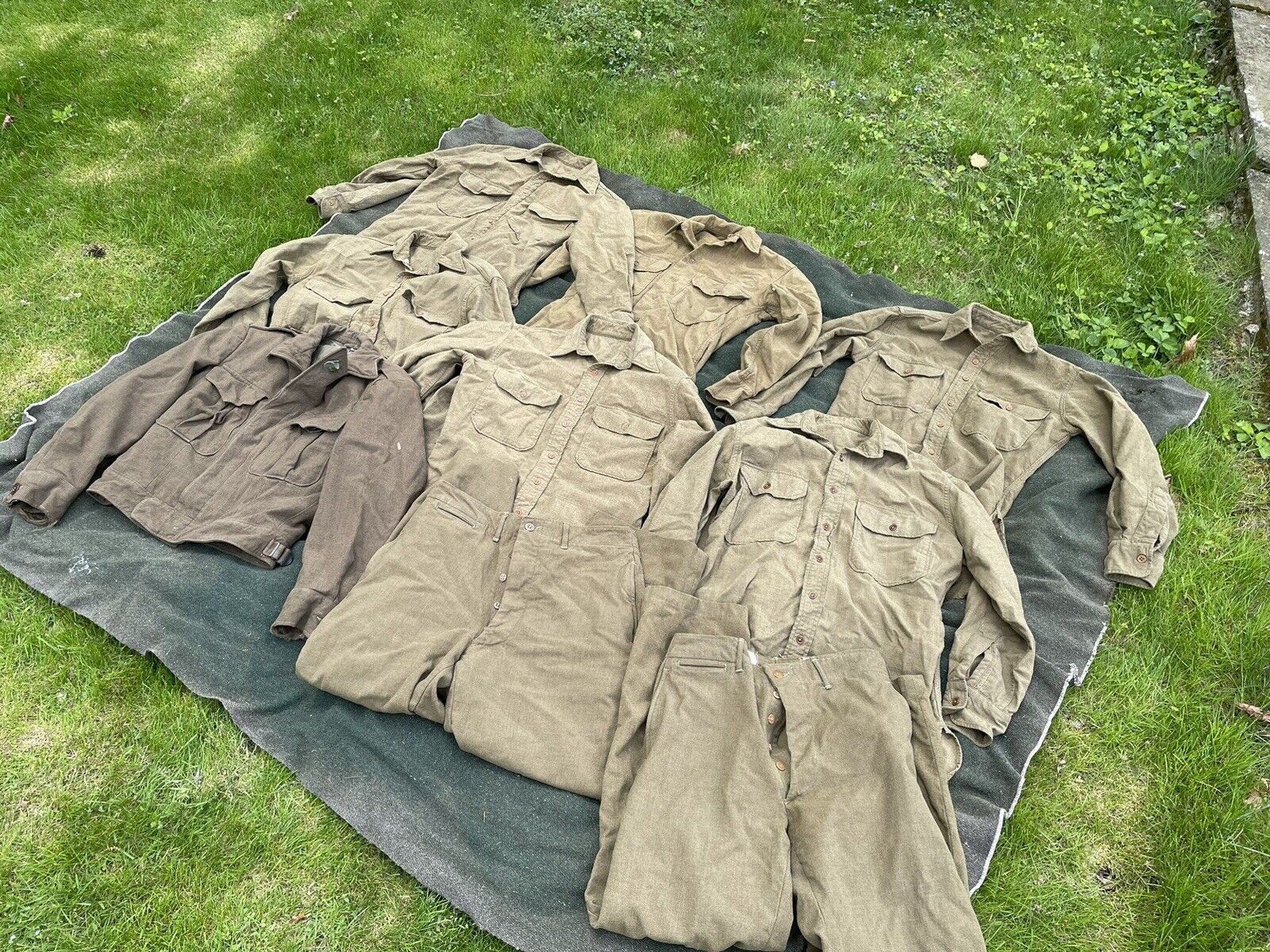 Lot Of 9 Vintage Original WW2 US Military Wool Shirts Pants Jacket MAKE OFFER