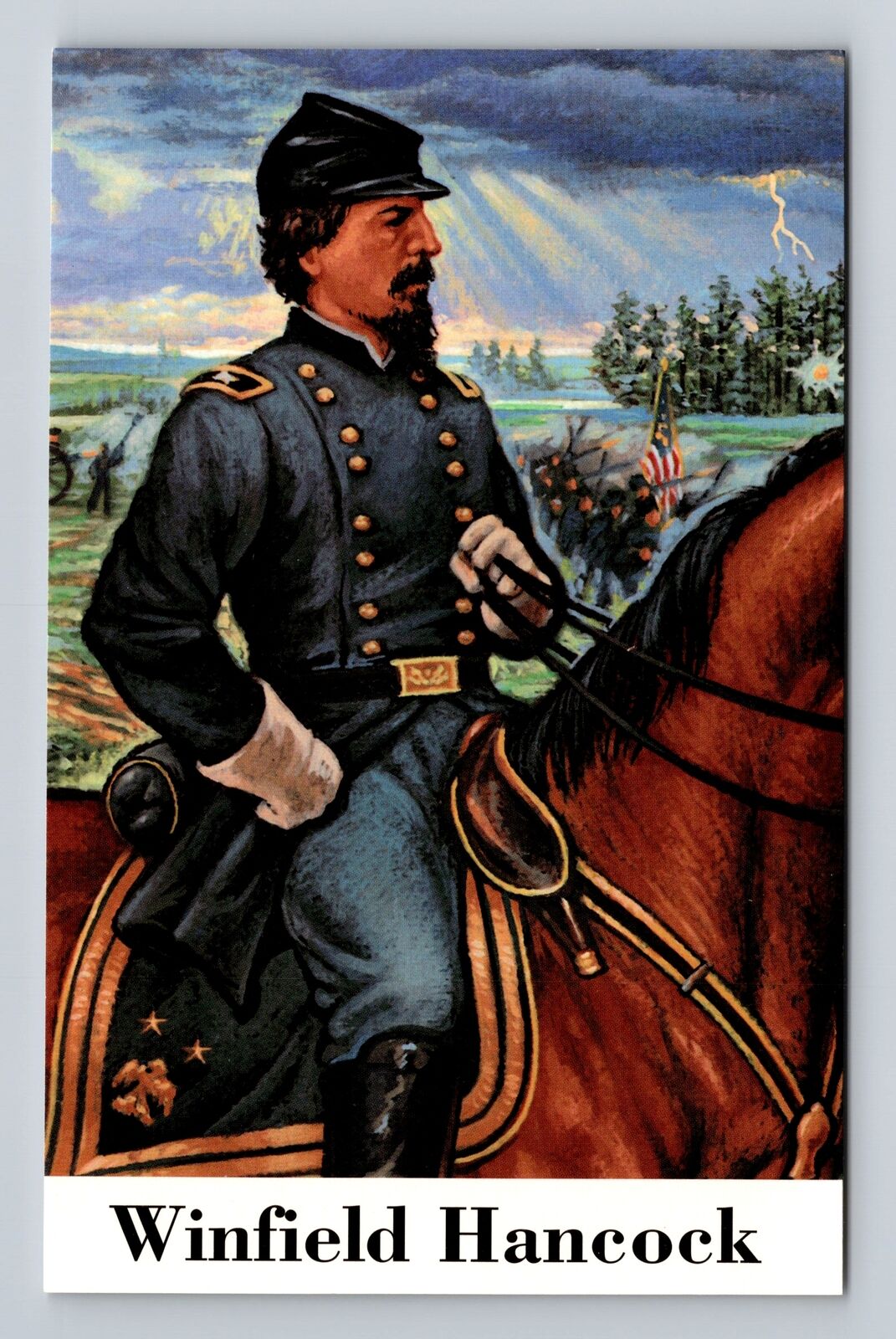 Union Major General, Winfield Scott Hancock, Portrait, Antique Vintage Postcard