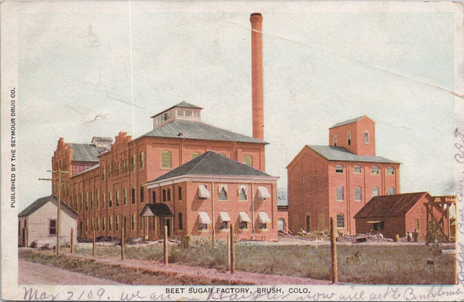 Lithograph Brush Colorado View of Sugar Beet Factory 1909