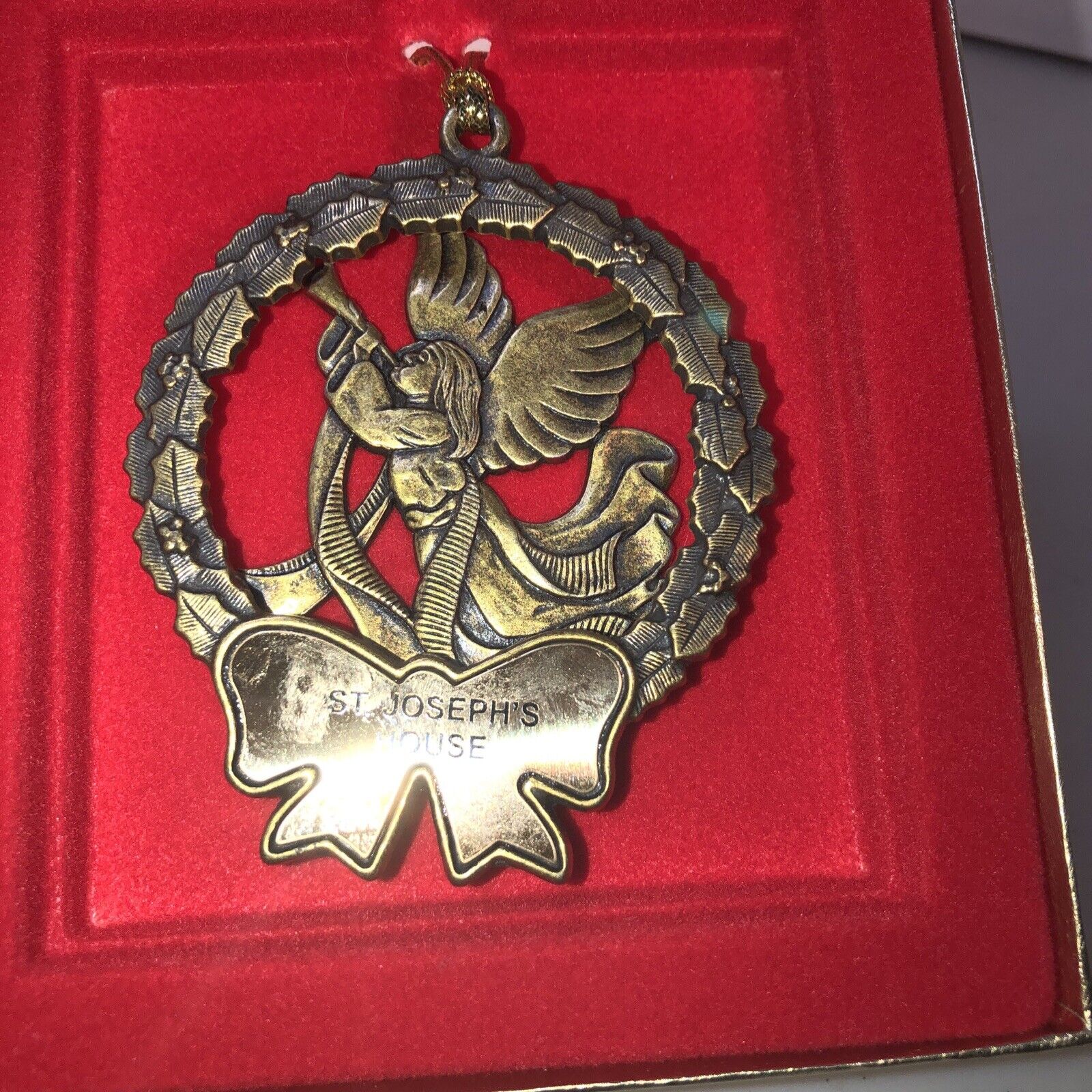 gloria duchin christmas ornament 1991 st josephs house metal angel