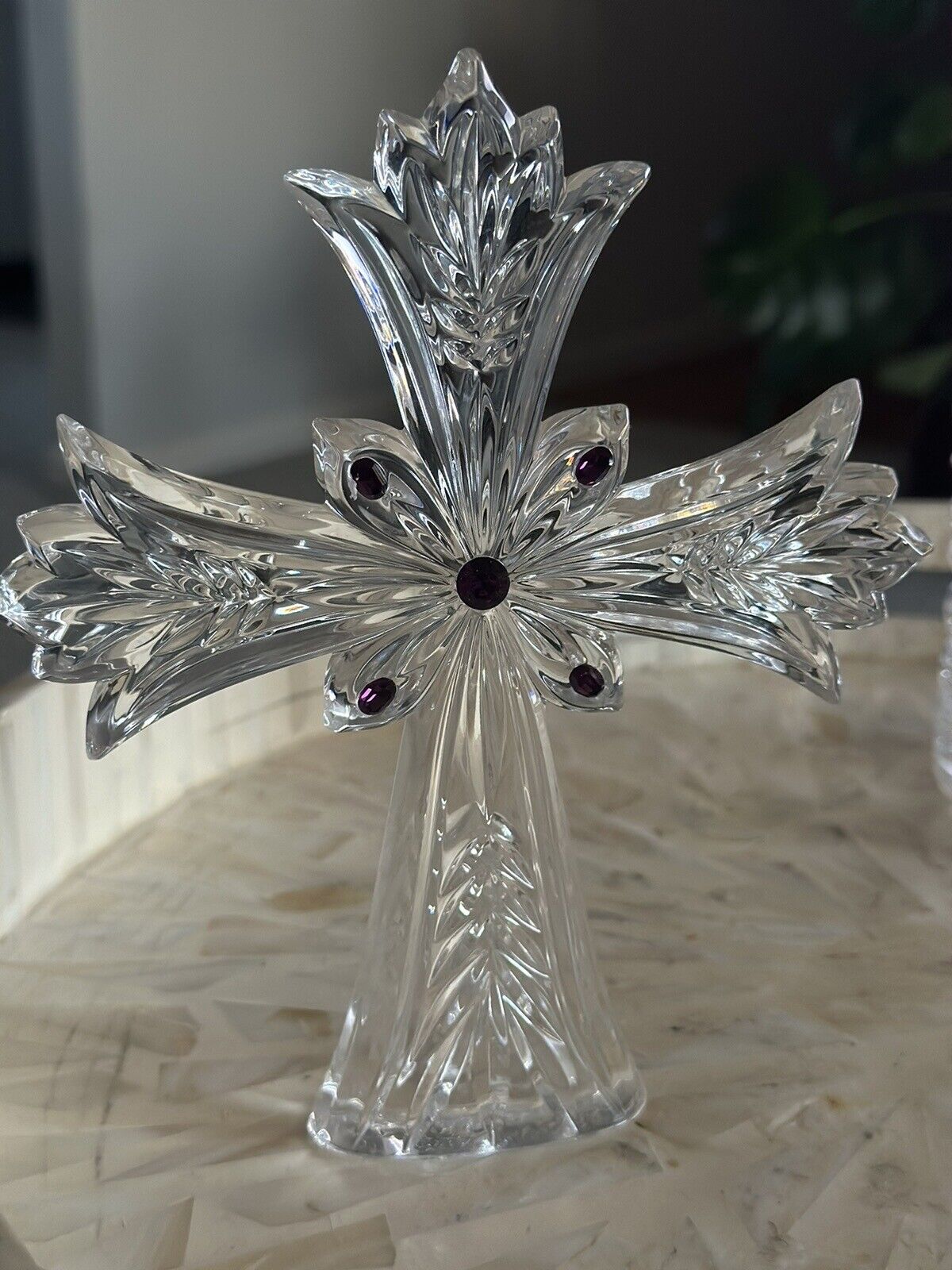 Waterford Crystal Cross Religious Italy   Clear 7 1/2in”