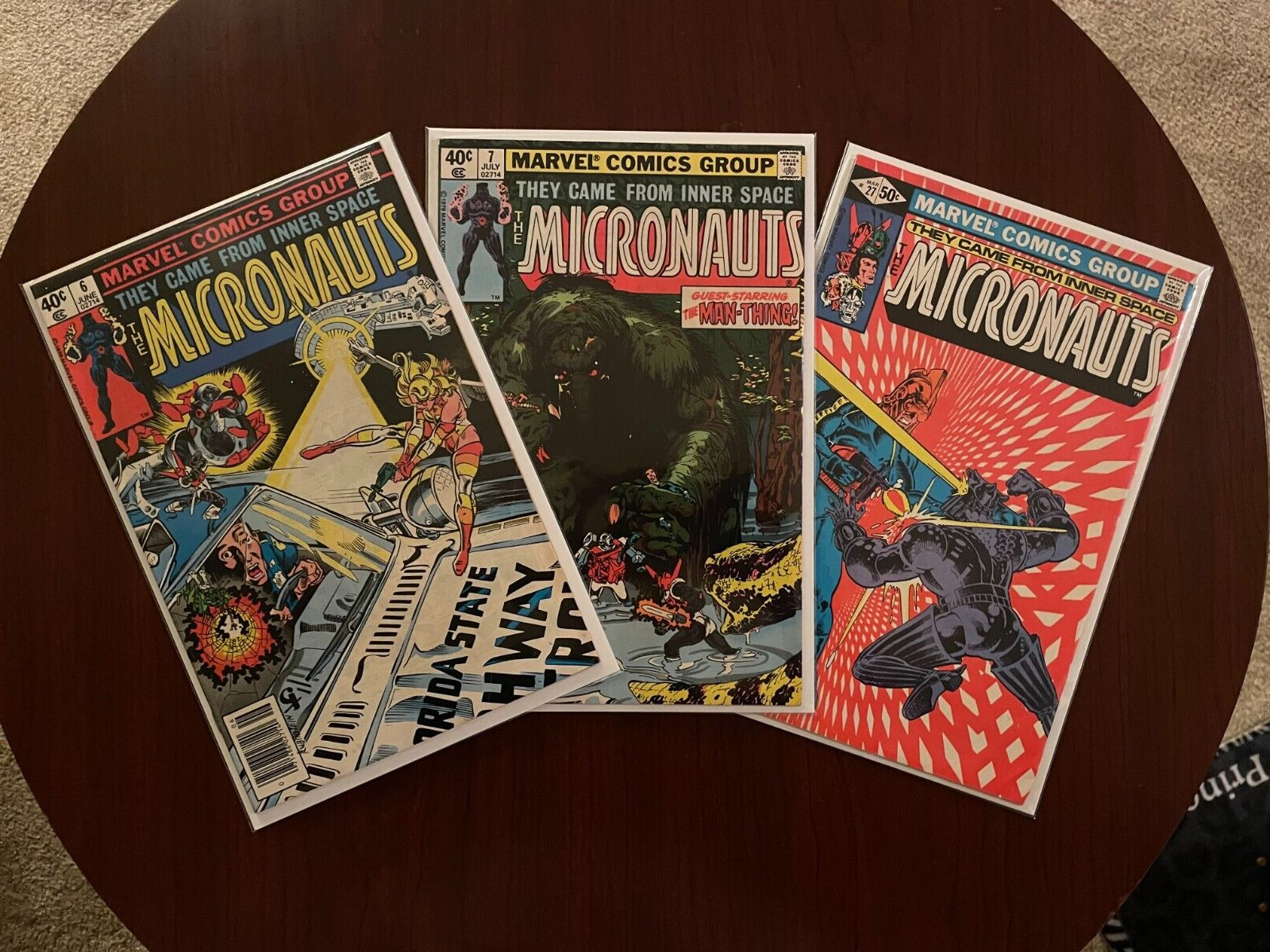 (Lot of 3 Comics) Micronauts #6 #7 #27 (Marvel 1979-81) Michael Golden Man-Thing