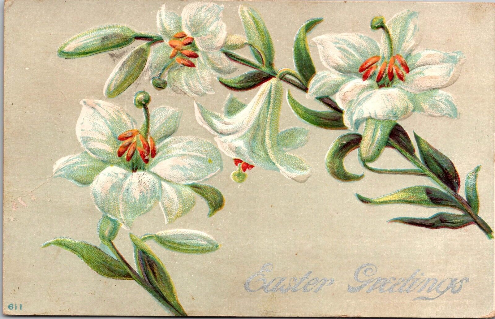 c1910 Antique Postcard. 611 Flowers lillys a1