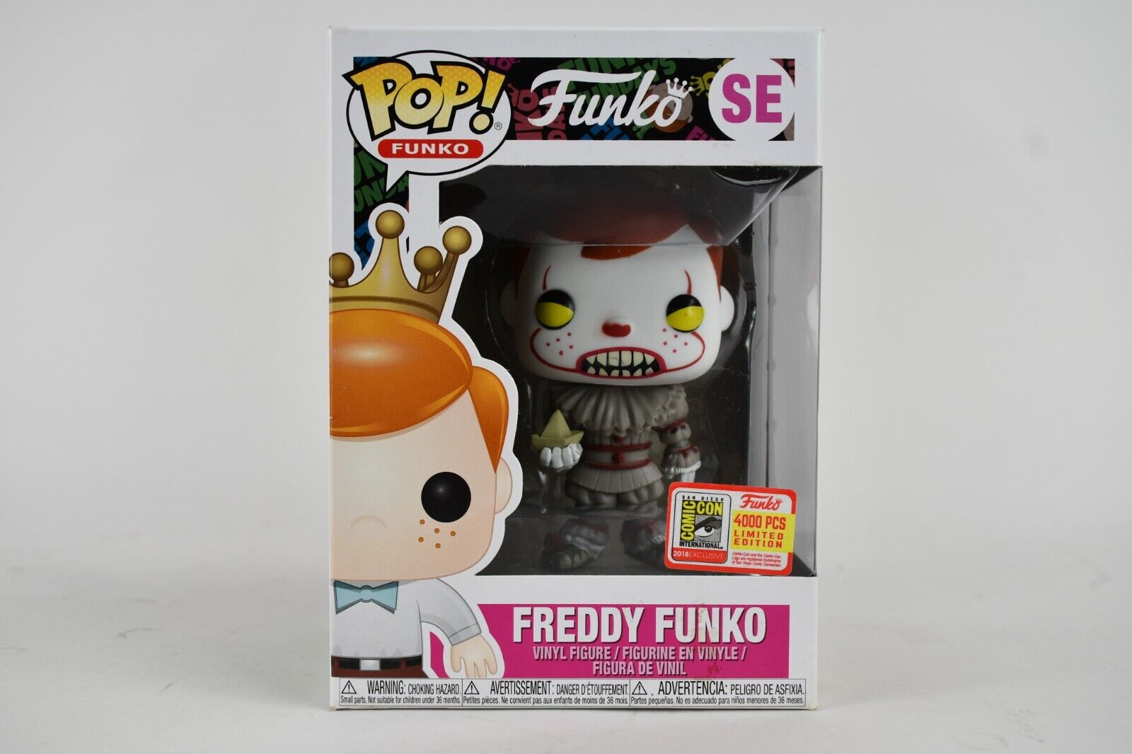 Funko Pop Freddy Funko As Pennywise SE 4000 PCS SDCC 2018 BOX DAMAGE