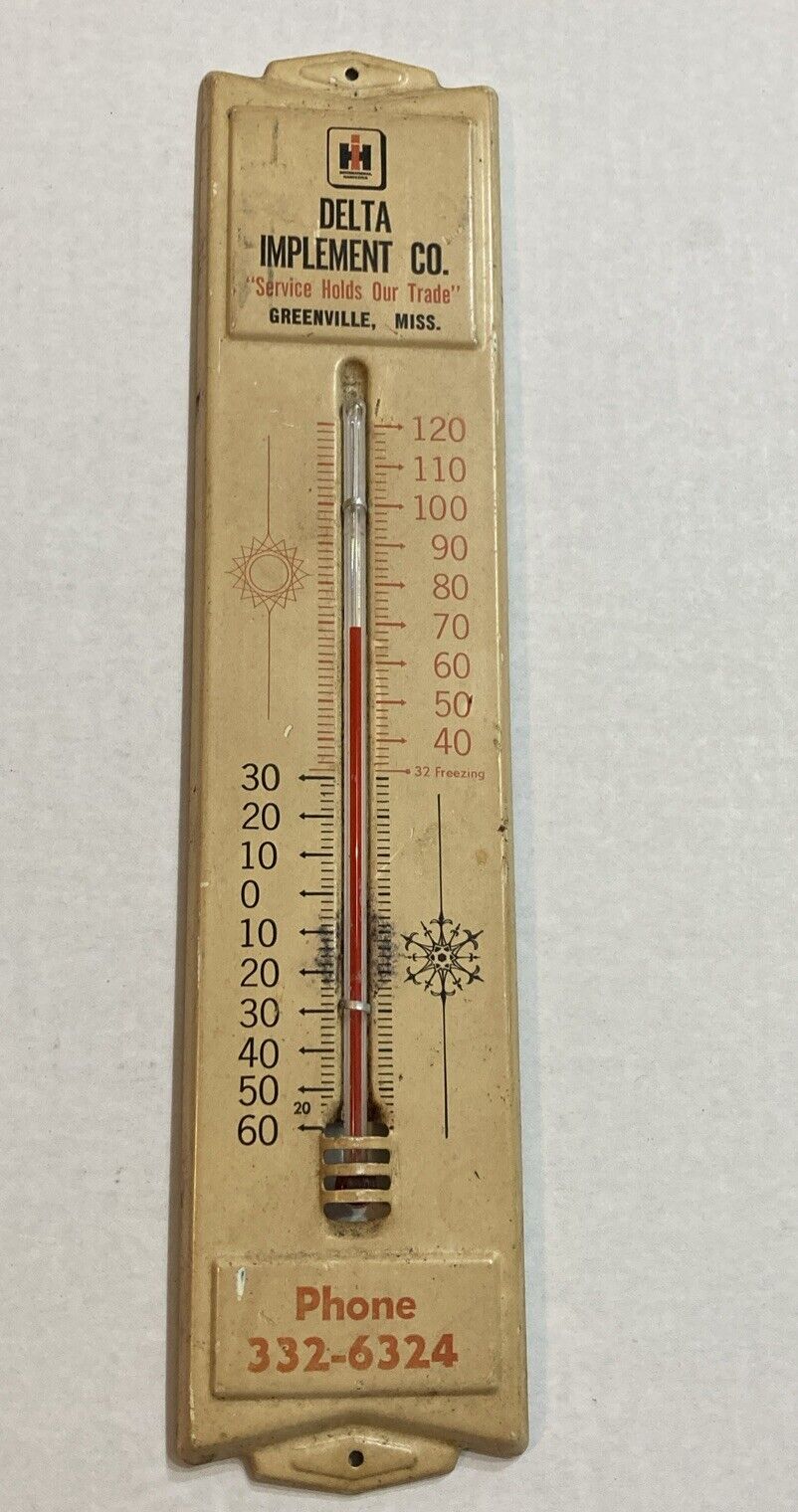 Vintage International Harvester Farm Thermometer Greenville Mississippi Works