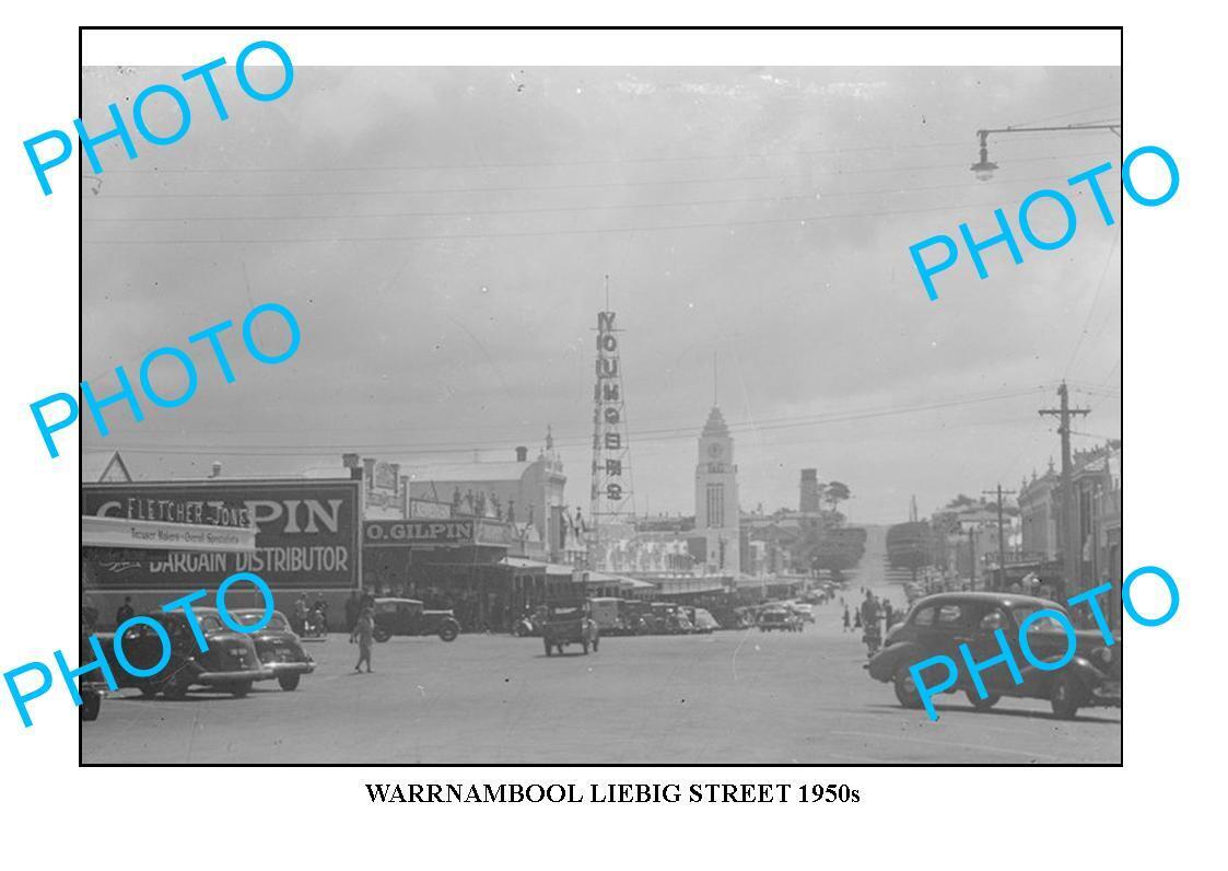 LARGE PHOTO OF OLD WARRNAMBOOL LIEBIG STREET 1950s VIC