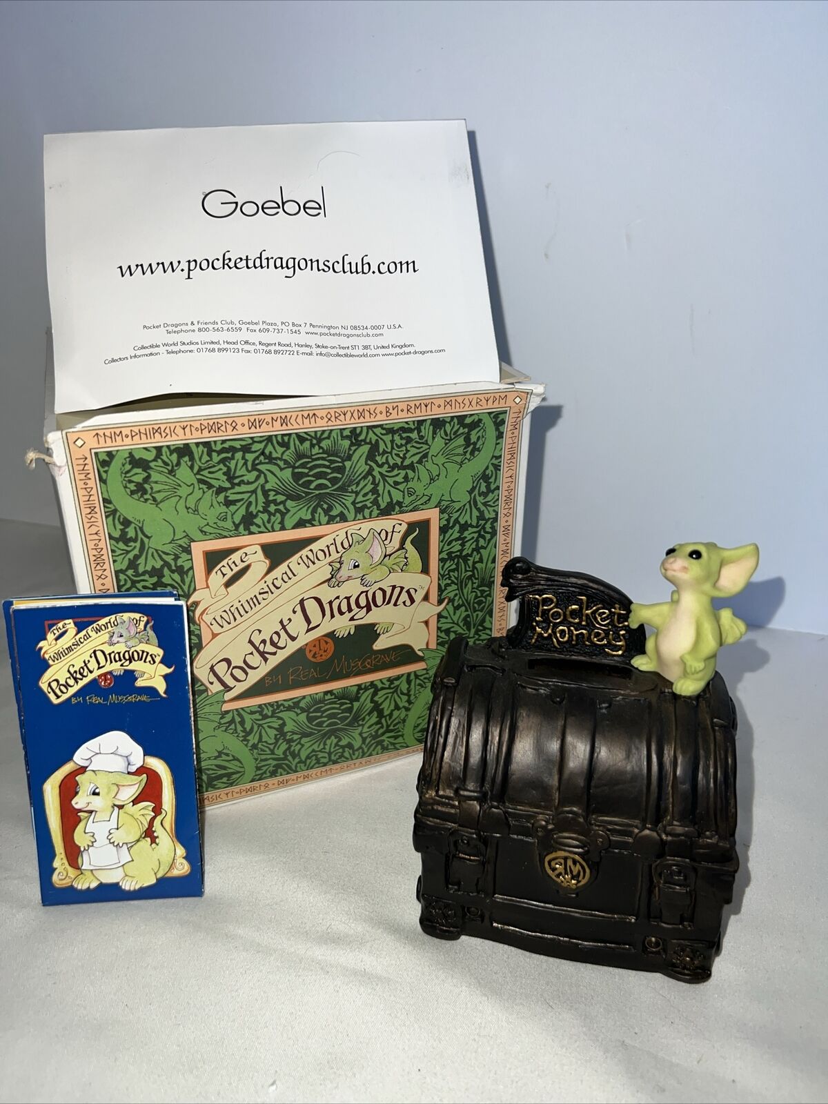 1999 Whimsical Pocket Dragons Real Musgrave ‘Pocket Money’ Bank Orig Box Papers