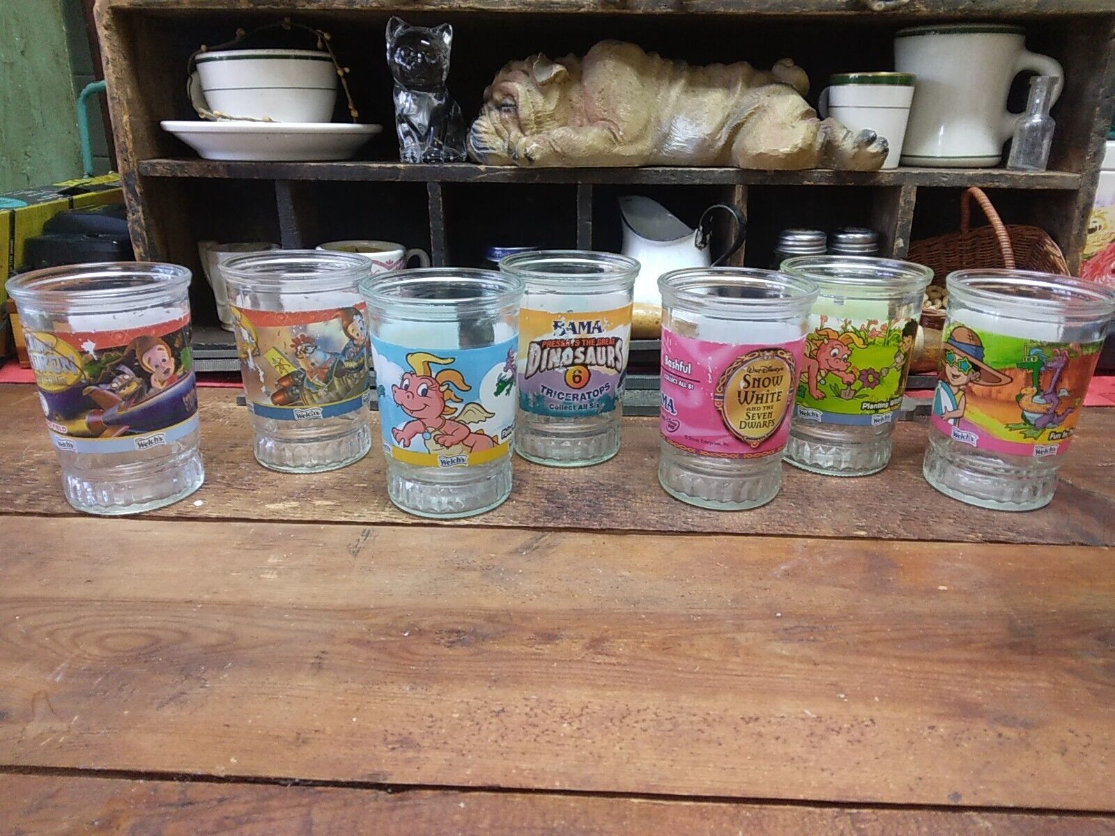7 Vintage Welch\'s Glass Jelly Jars - No lids ( Lot of 7)