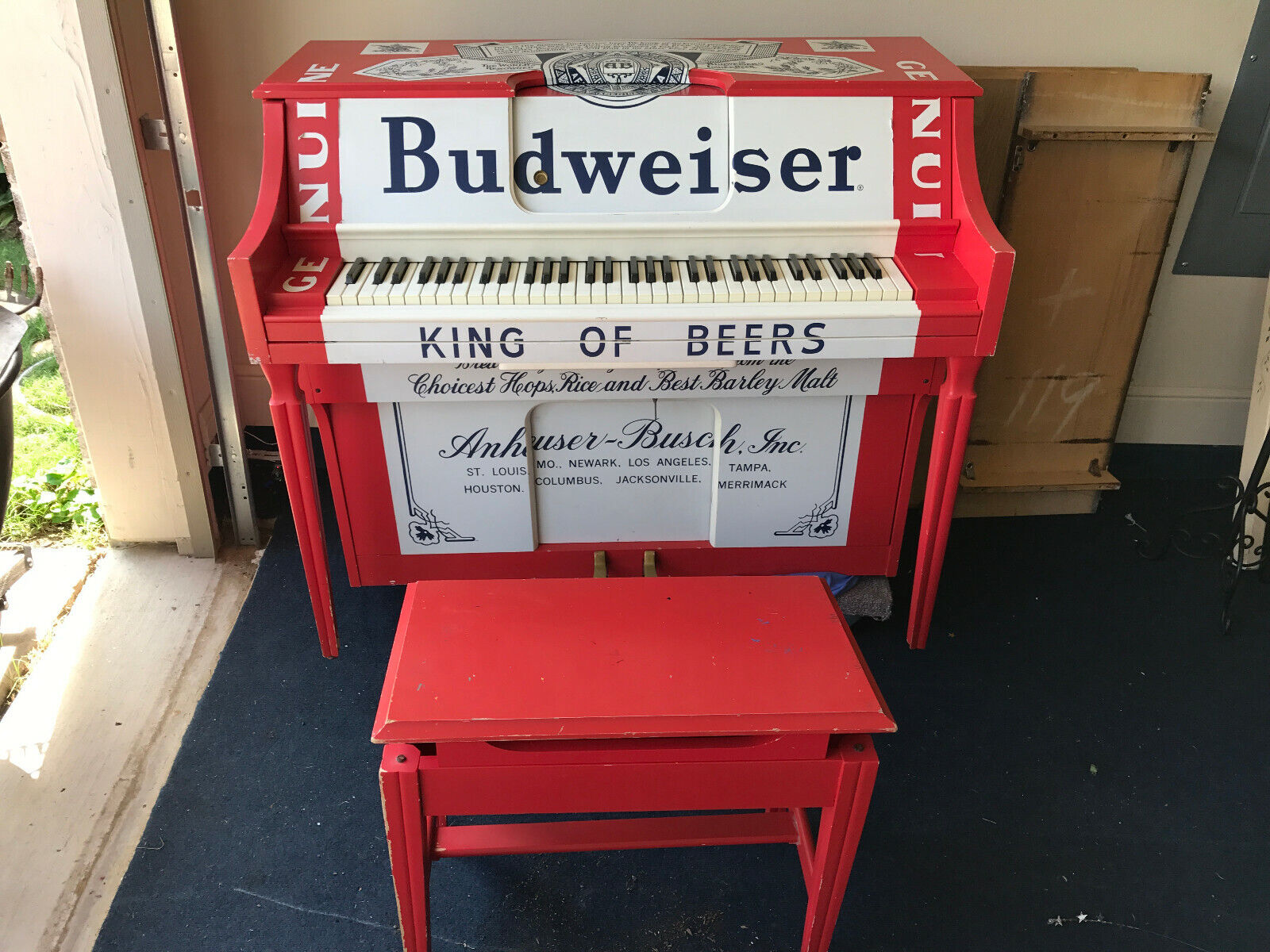 BUDWEISER PIANO Antique Authentic Rare Collectible Complete - Functioning Player