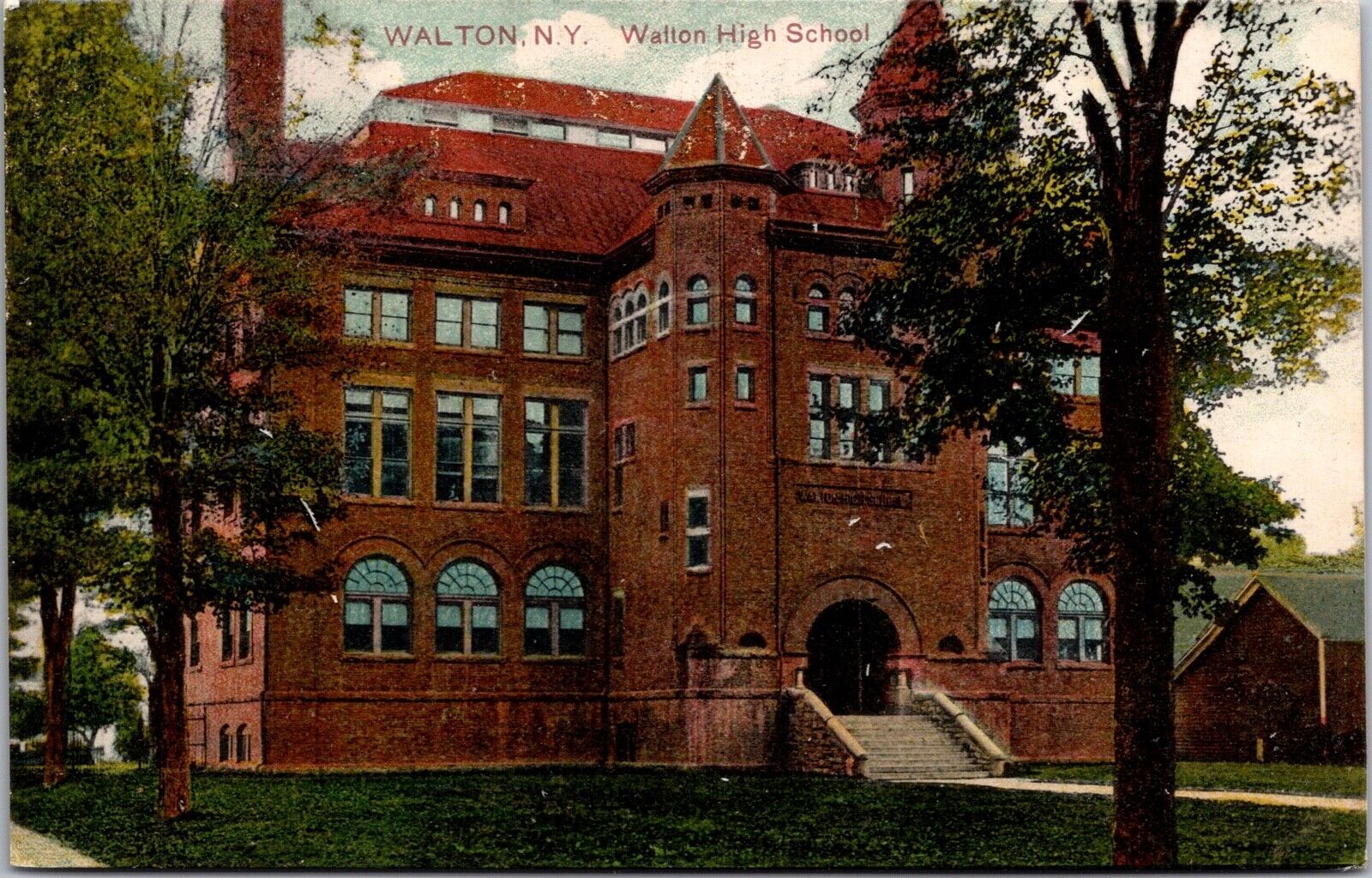 Postcard Walton High School in Walton, New York~2569