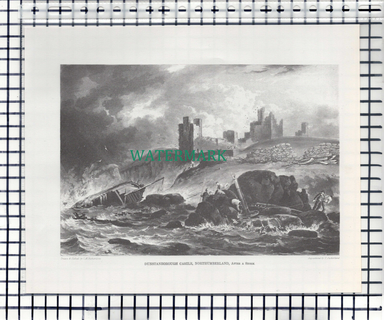 Dunstanborough Castle Northumberland / Twizell Bridge   - c.1960s Book Print