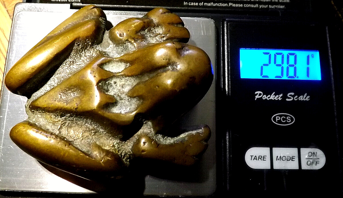 Antique Brass Anatomically Correct Shame Shame Male Frog Paperweight 29.81g