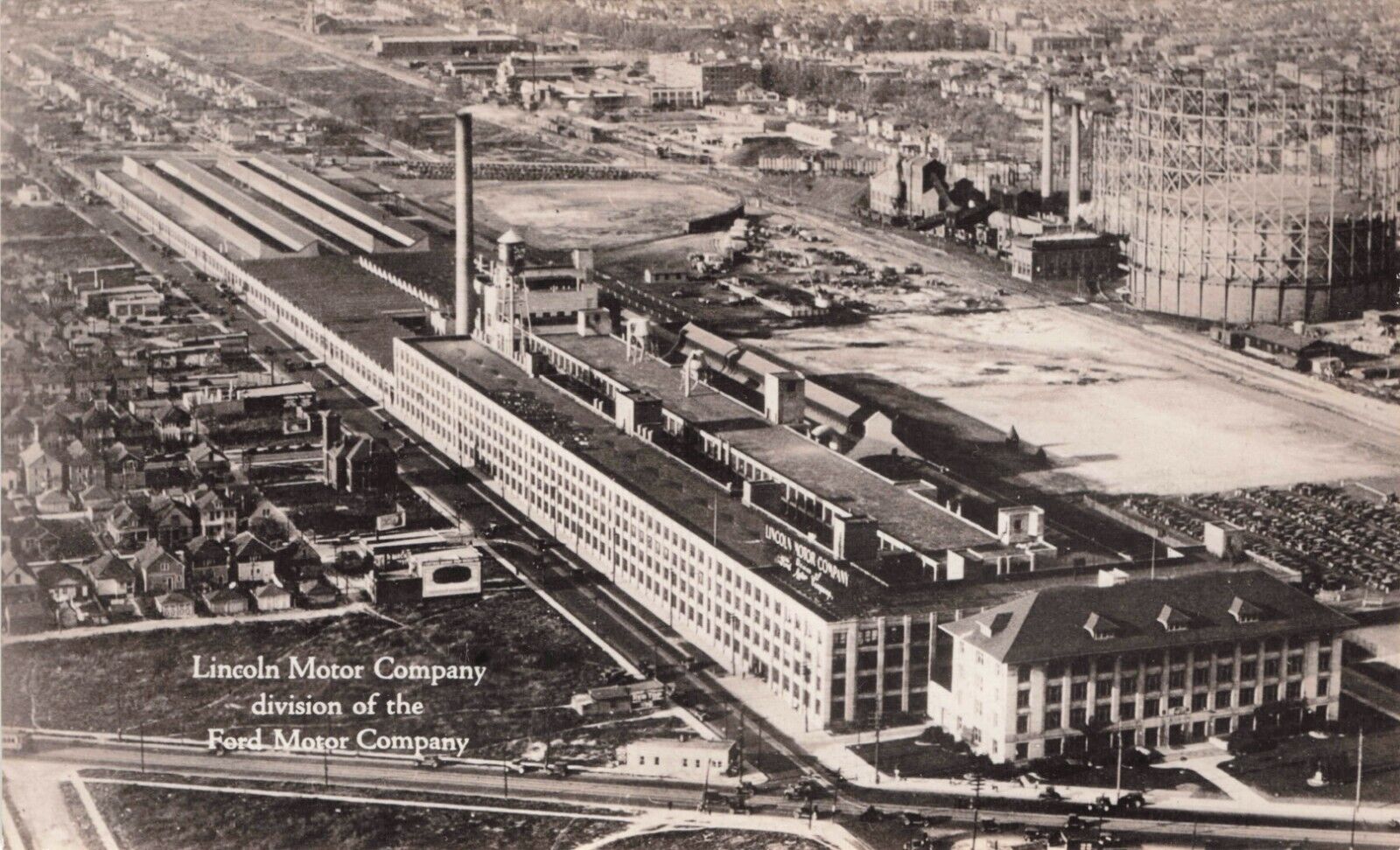 RPPC Detroit MI Lincoln Motor Co Plant Aerial View Vintage Real Photo Postcard