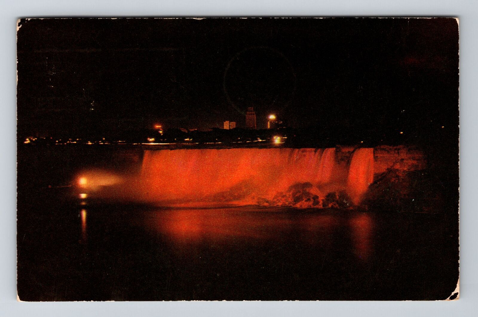 Niagara Falls ON-Ontario, American Falls, Illuminated, c1957, Vintage Postcard