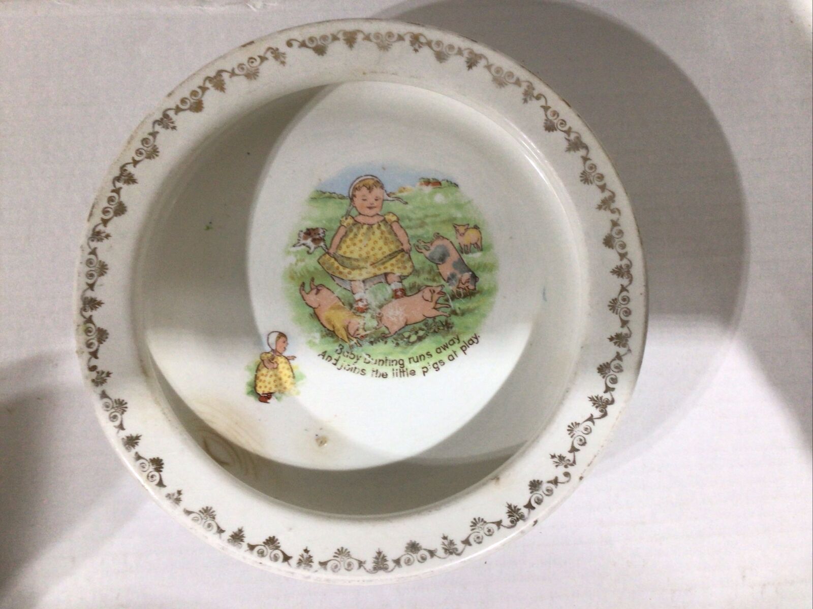 Vintage Holdfast Baby Plate D.E.McNicol, East Liverpool, O. Baby Bunting