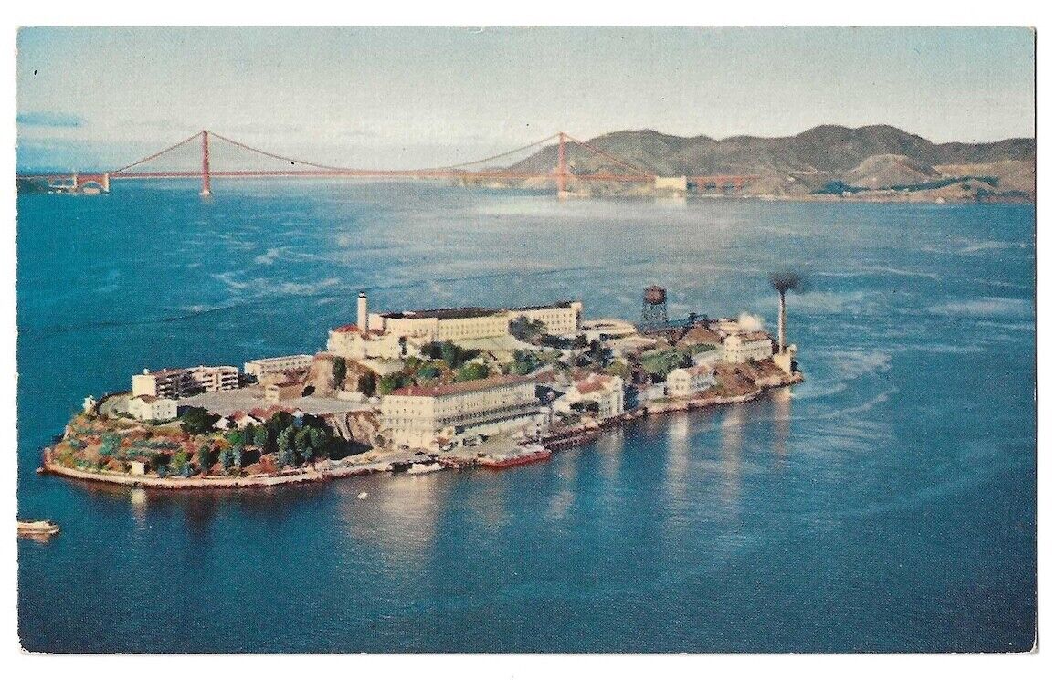 Alcatraz Island Federal Prison c1950\'s Golden Gate Bridge, San Francisco Bay