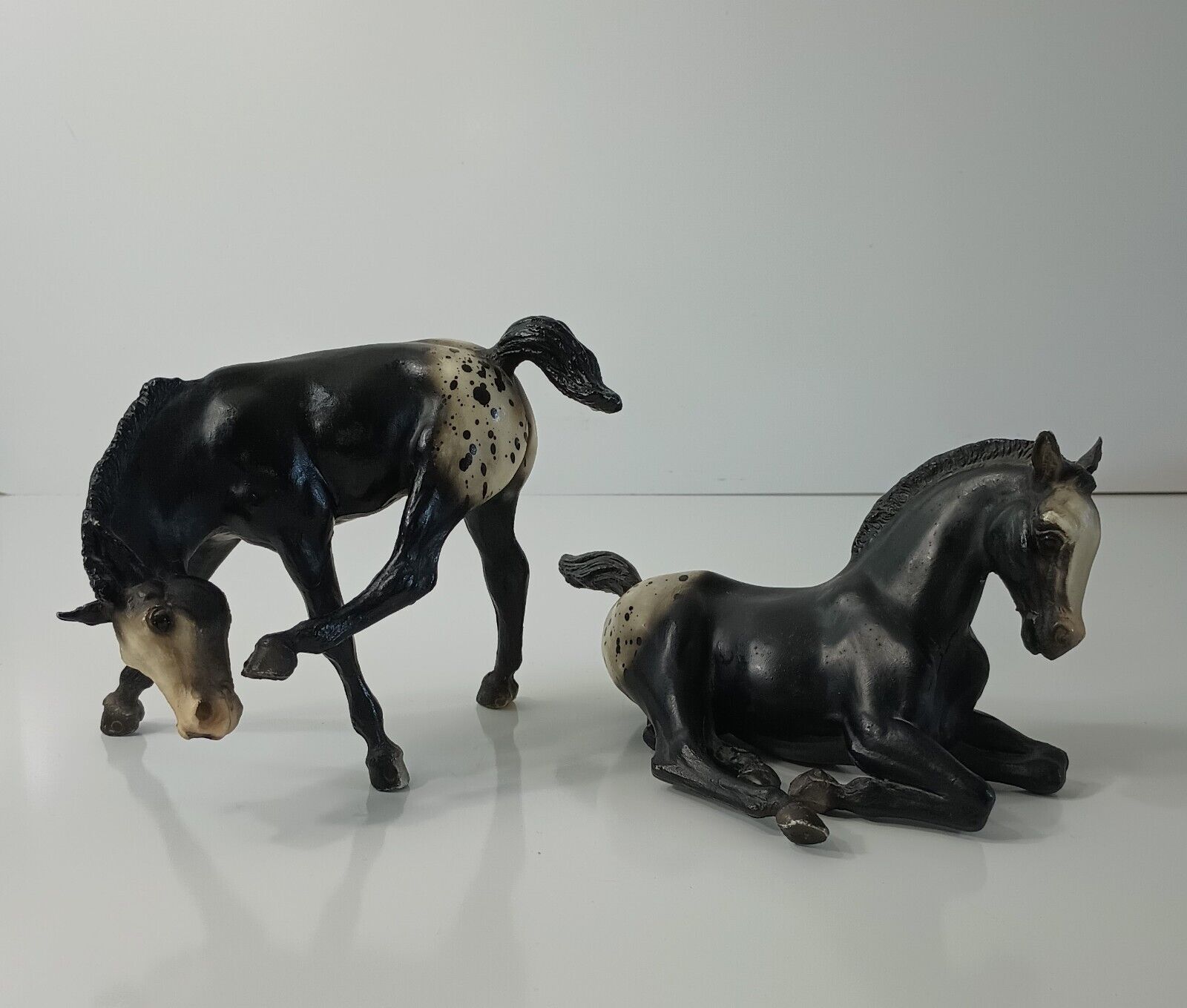 ViBreyer Horse Appaloosa Figures Two Black White Spotted  Preowned Collectibles 
