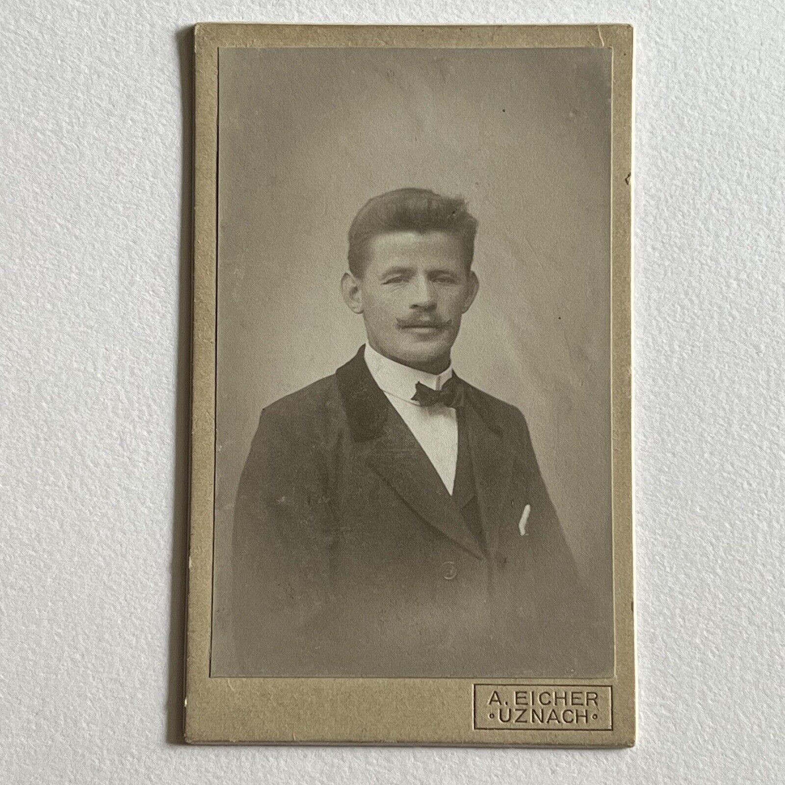 Antique CDV Photograph Charming Mature Man Mustache Uznach Switzerland
