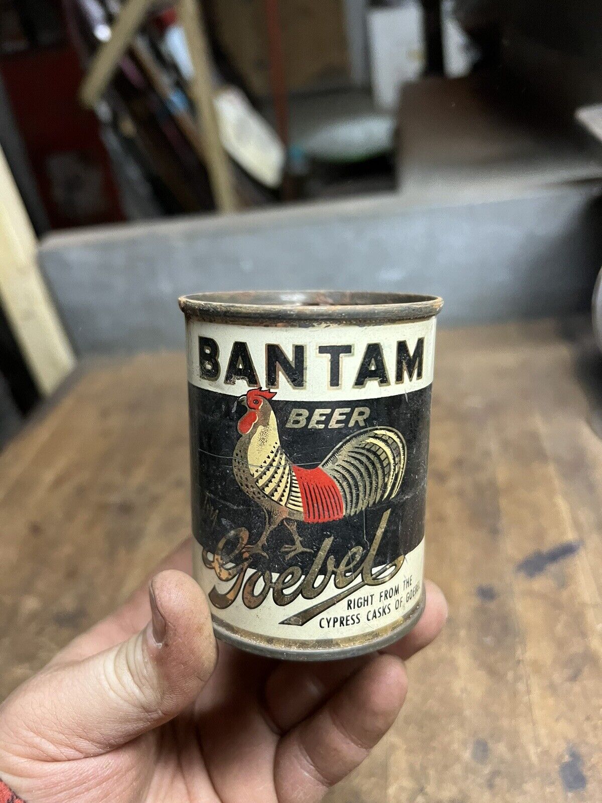 Vintage Old Goebel Bantam Beer 8oz Flat Top Metal Tin Can Detroit 7 Michigan USA
