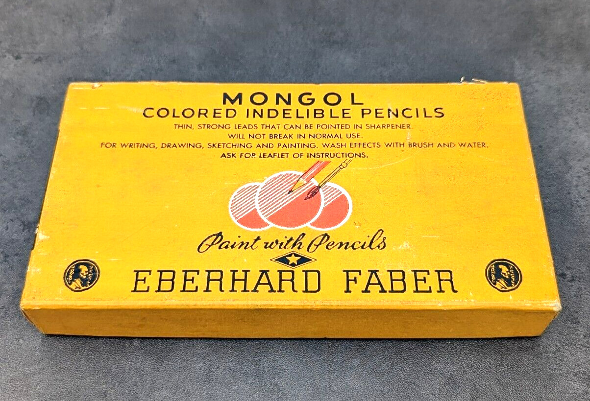 Vintage Mongol Eberhard Faber Colored Copy Indelible Pencils In Box 7x #966 Red