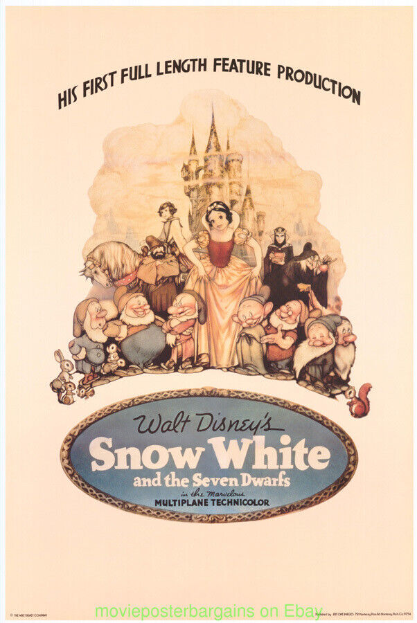 SNOW WHITE Movie Poster 1937 Reproduction GALLERY PRINT Art One Images 1987