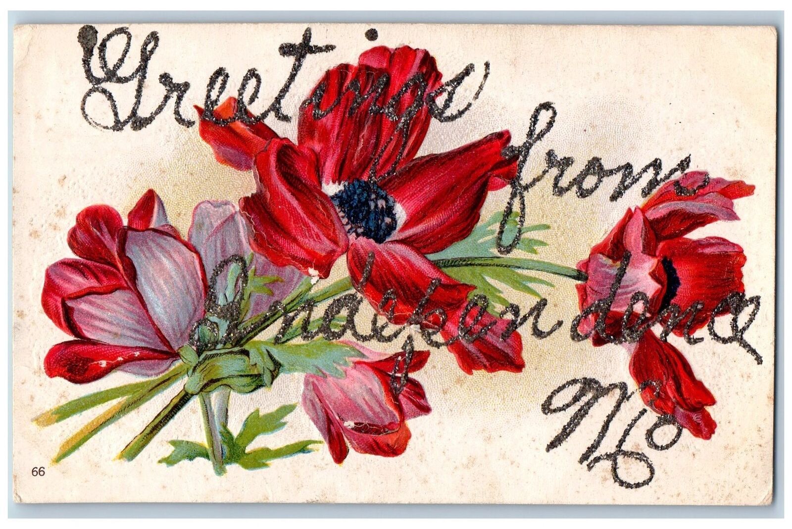 Independence Missouri MO Postcard Greetings Embossed Flowers Leaves c1910's