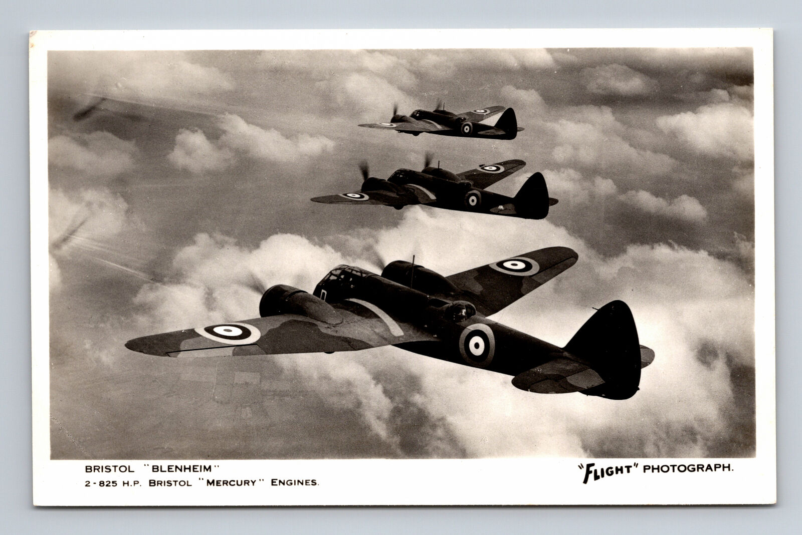 RPPC WWII RAF Bristol Blenheim Light Bomber Airplane FLIGHT Photograph Postcard
