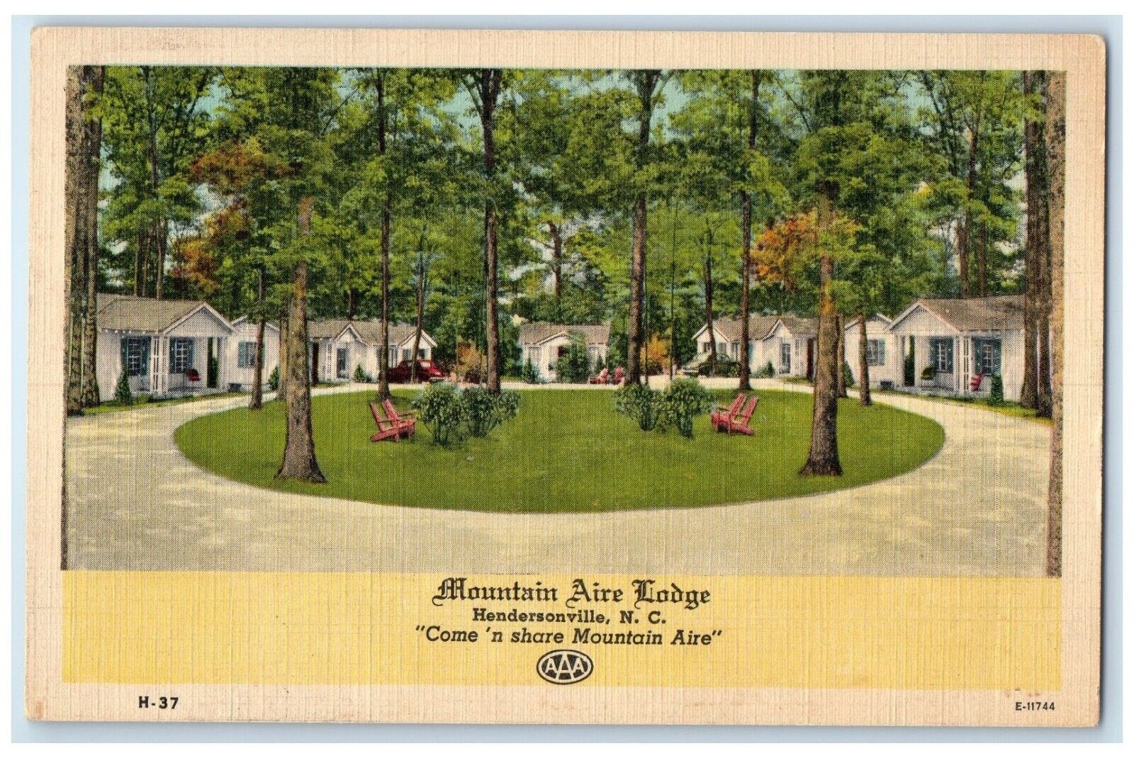 c1930's Mountain Aire Lodge Hendersonville North Carolina NC Vintage Postcard