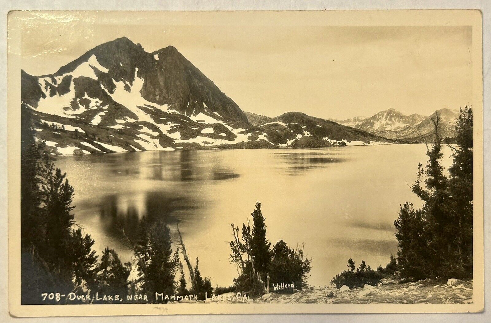 RPPC. Duck Lake. Mammoth Lakes California. Mono County. Real photo postcard.