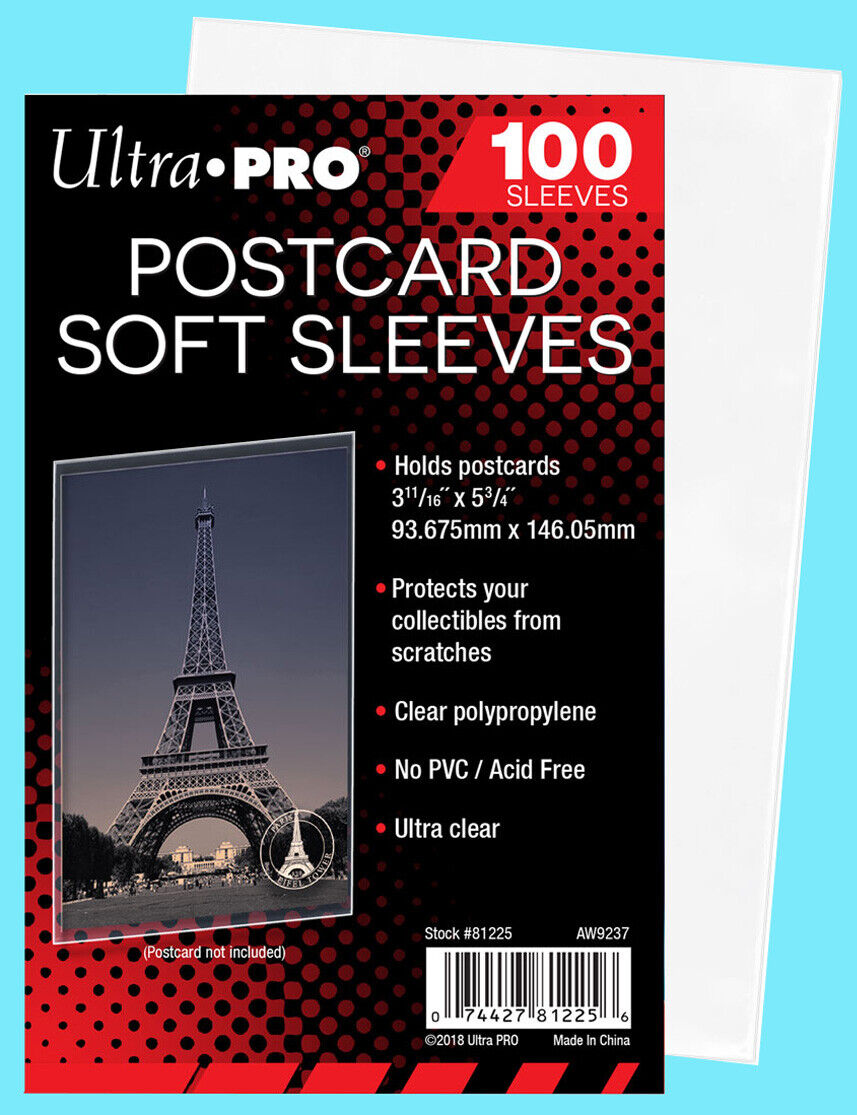 100 ULTRA PRO POSTCARD SOFT SLEEVES 1 Pack Archival Safe Protective Collectible