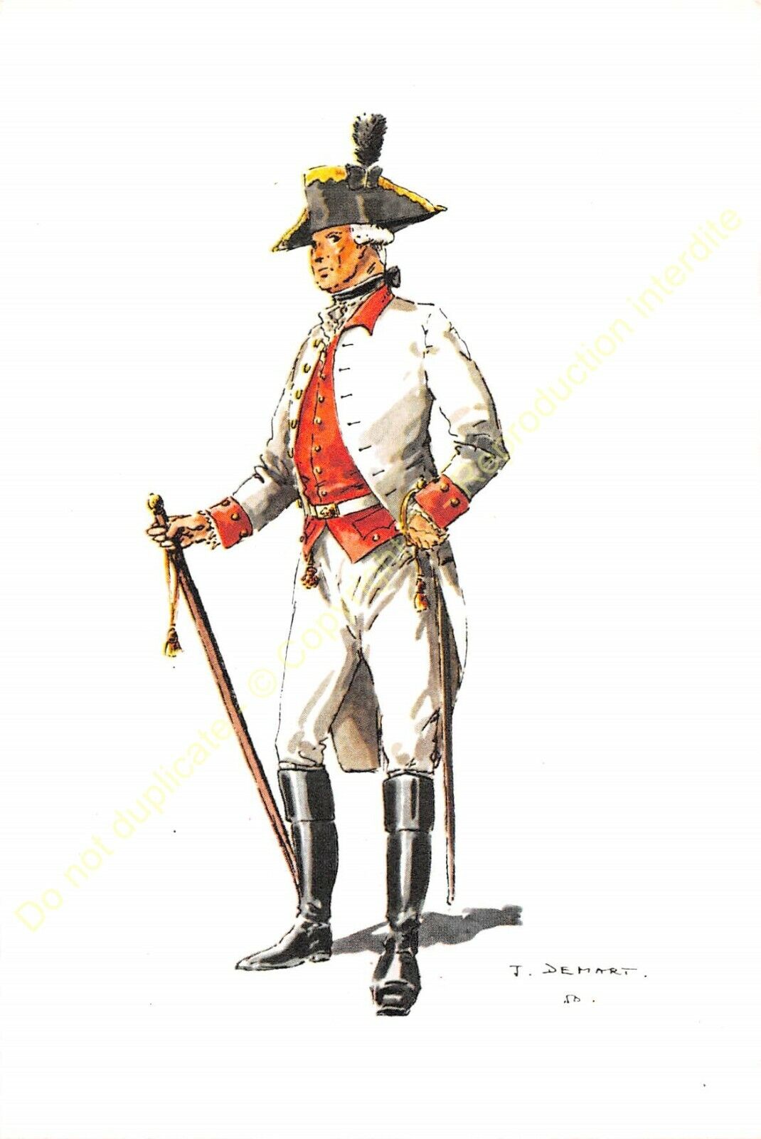 Illustration J.Demart Militaria Belgium Regiment Claude Of Lead Officer 1770