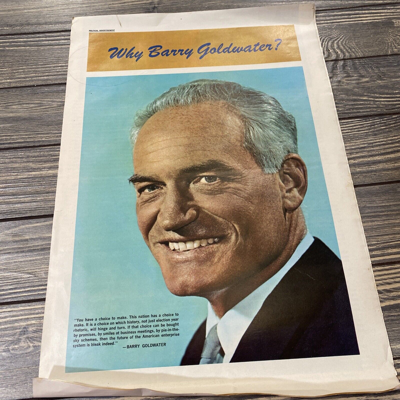 Vintage Why Barry Goldwater Politica Advertisement Paper