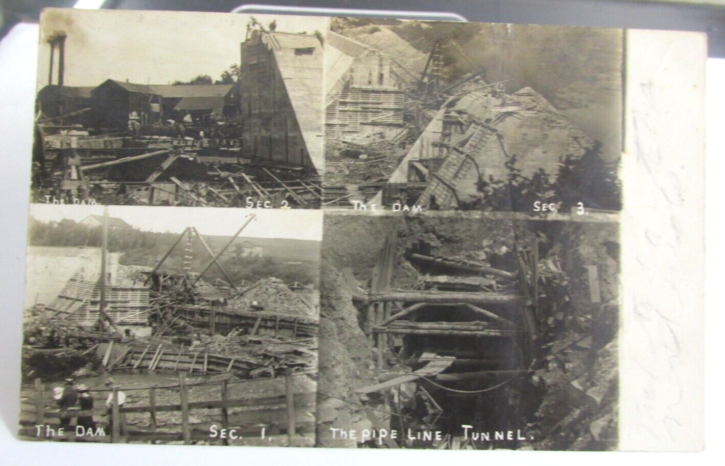 1913 ALTMAR NEW YORK NY., RPPC Real Photo Postcard Multi-View Dam Construction
