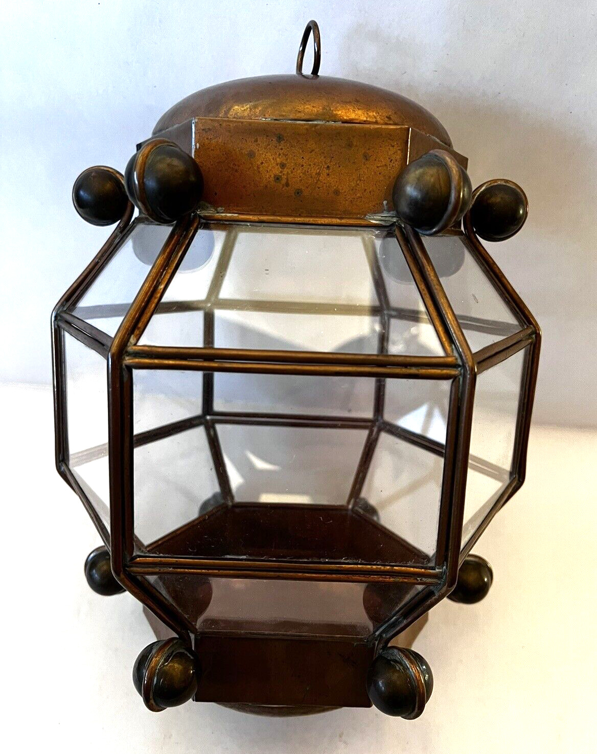 Scarce Signed 1940\'s Vintage Taxco Hector Aguilar Hexagonal Copper Lantern
