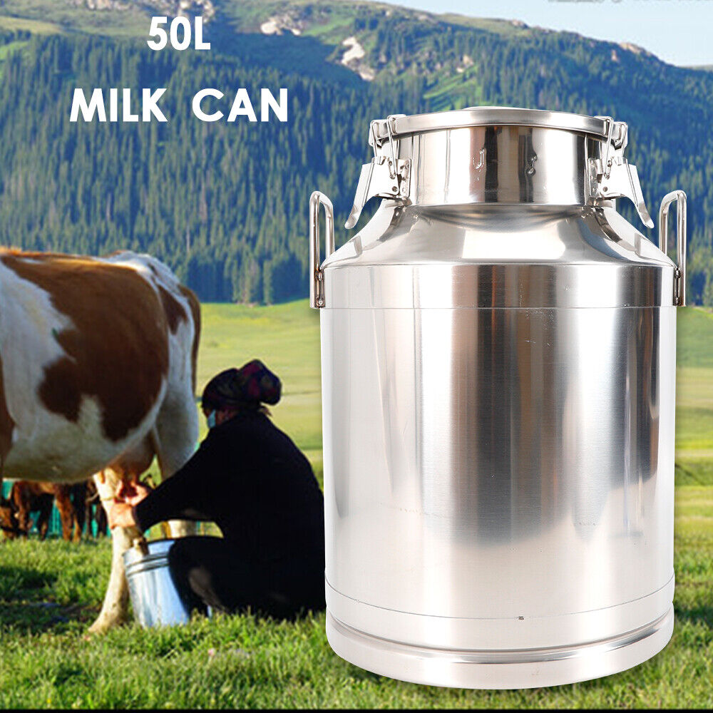 50L/13.25Gallon Stainless Steel Milk Can Heavy Duty Milk Jug Milk Bucket