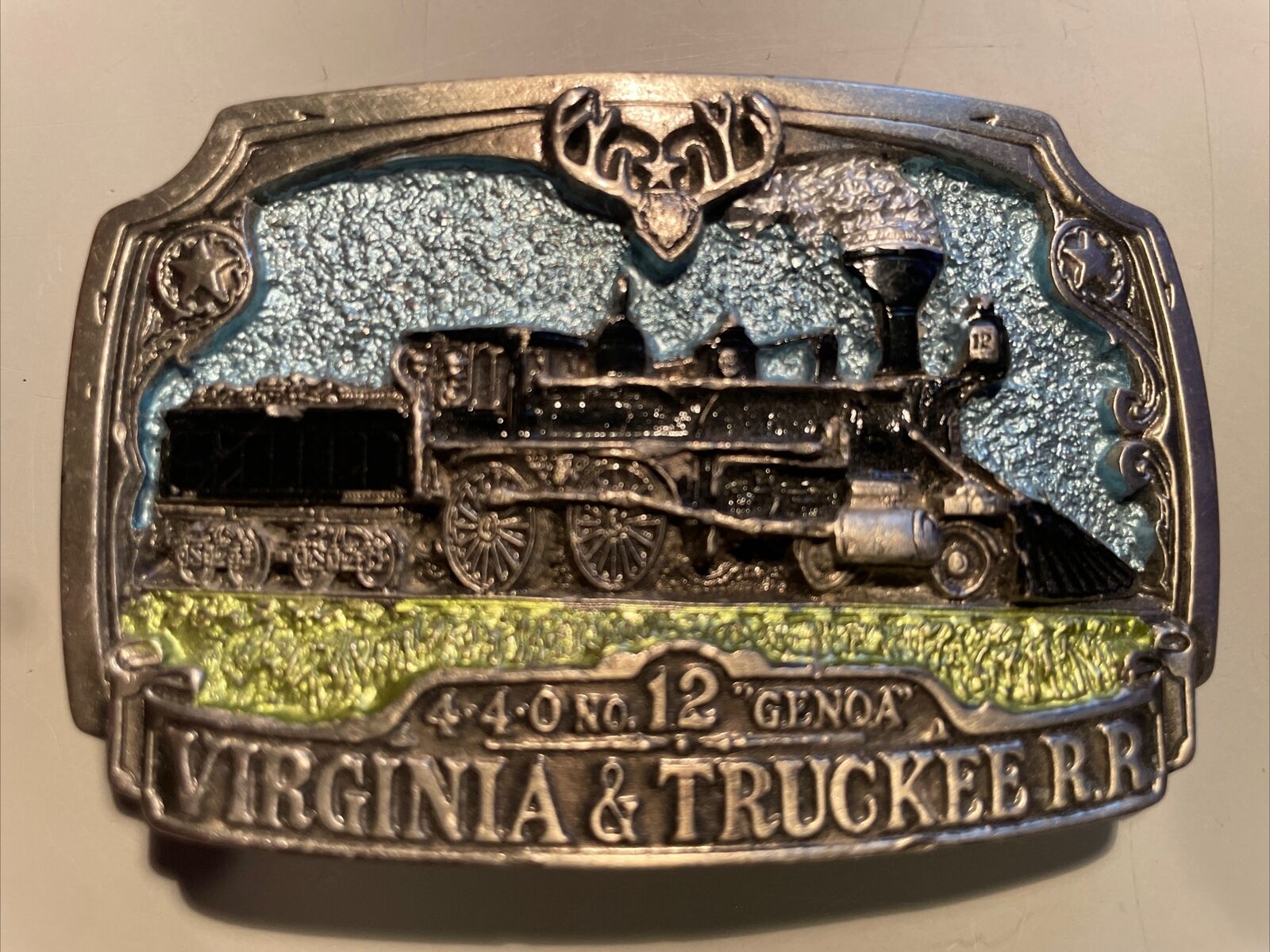 Vintage 1984 / Virginia & Truckeee  RR / 440 No. 12 “Genoa” Belt Buckle 