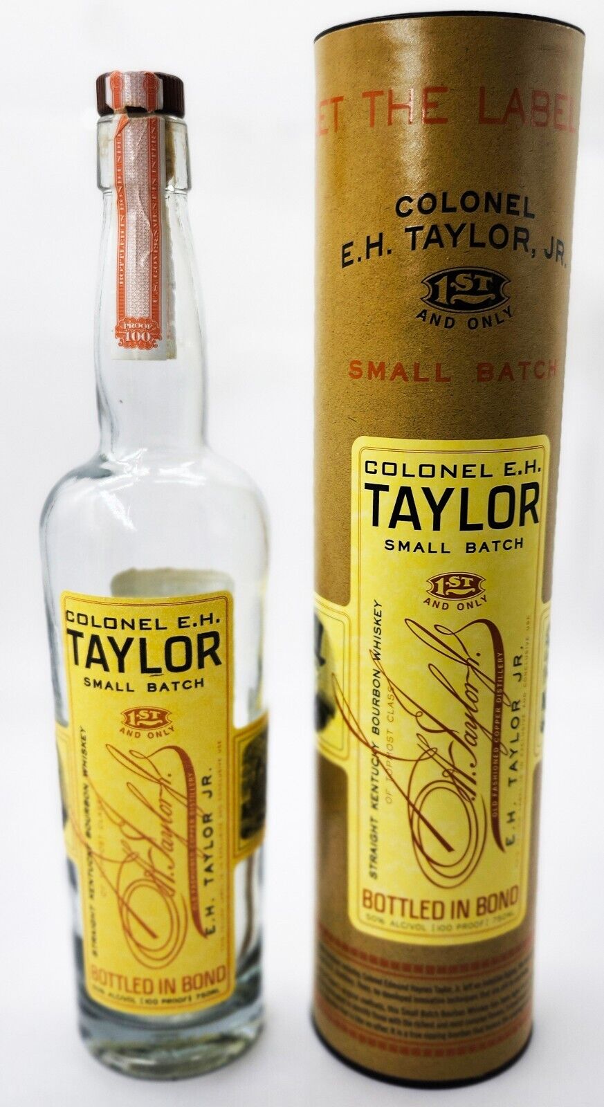 Colonel EH Taylor Small Batch Bourbon Empty Bottle & Tube Authentic Unrinsed