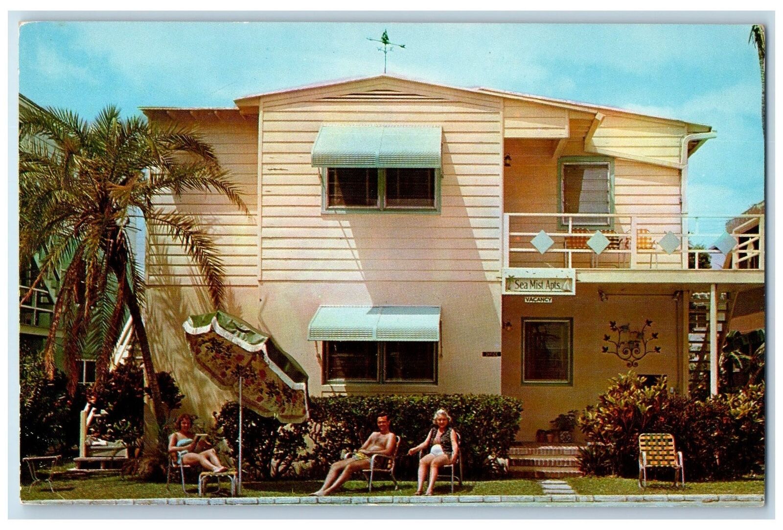 c1960's Sea Mist Apartments Roadside St. Lauderdale Florida FL Vintage Postcard