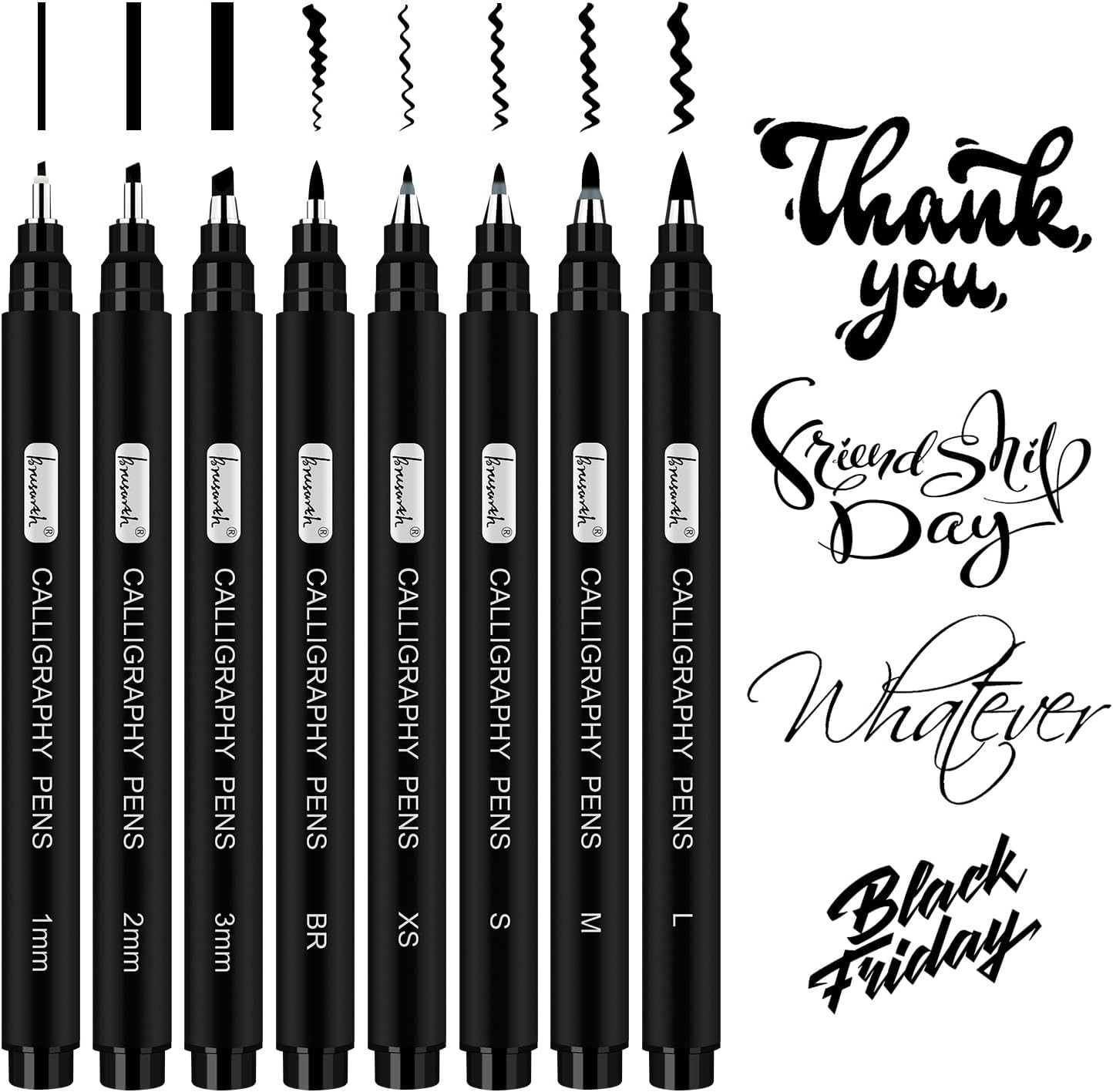Calligraphy Pens, 8 Size Calligraphy Pens for Writing, Brush Pens Calligraphy Se