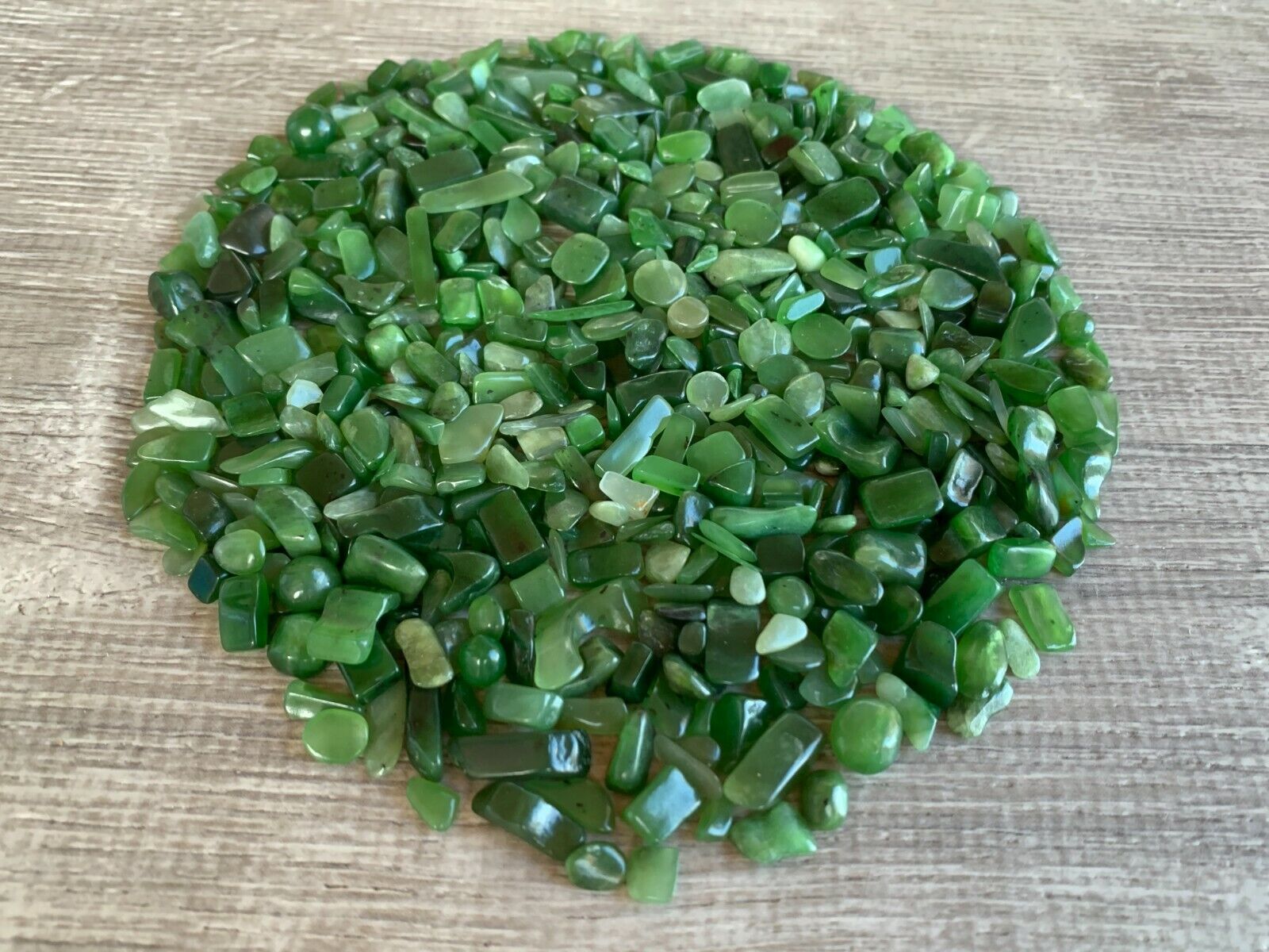 Grade A++ Nephrite Jade Semi Tumbled Gemstone Chips 5 - 15mm, Wholesale Bulk Lot