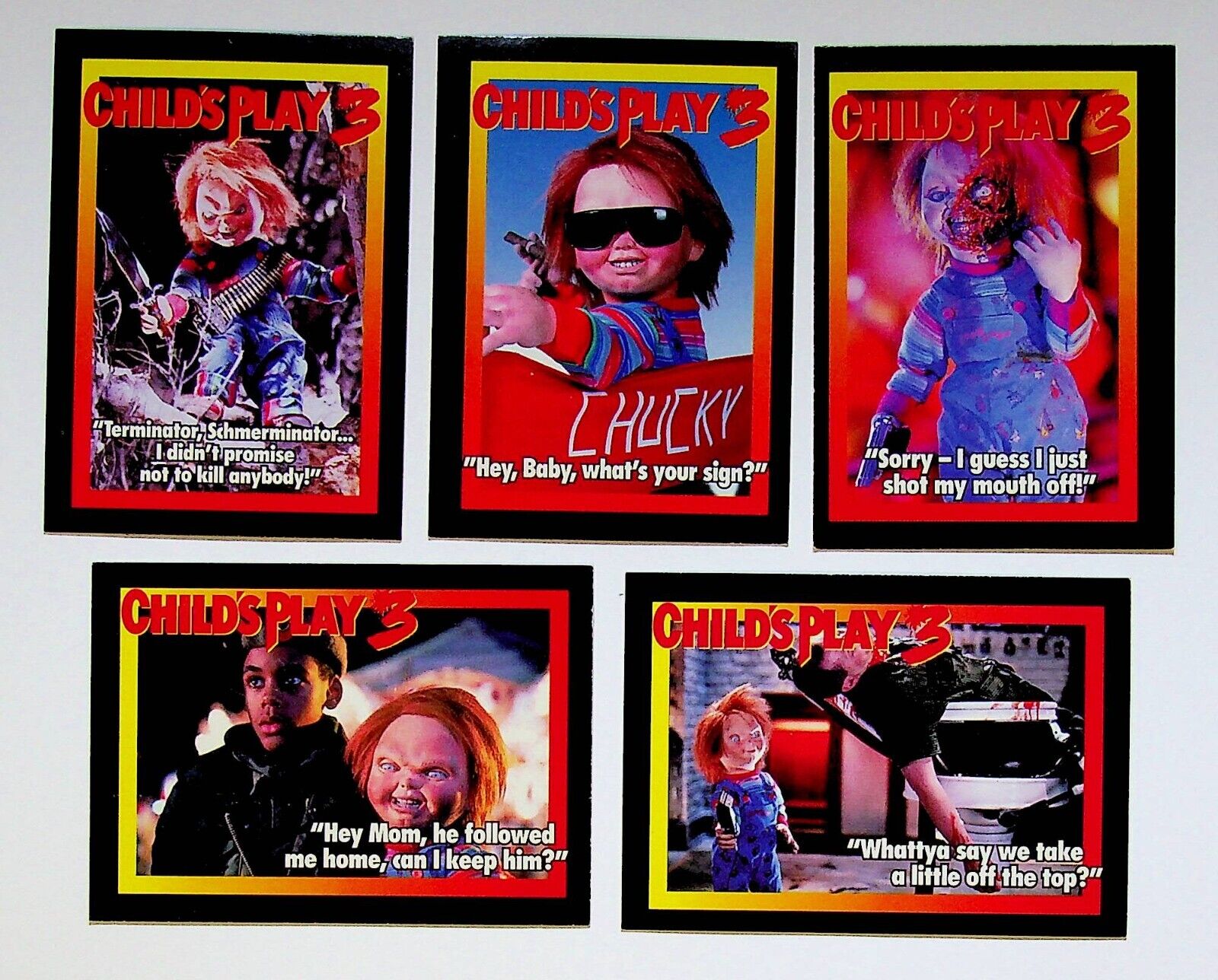 Child\'s Play 3 1991 Universal SDCC Chucky Complete Promo Card Set of 5
