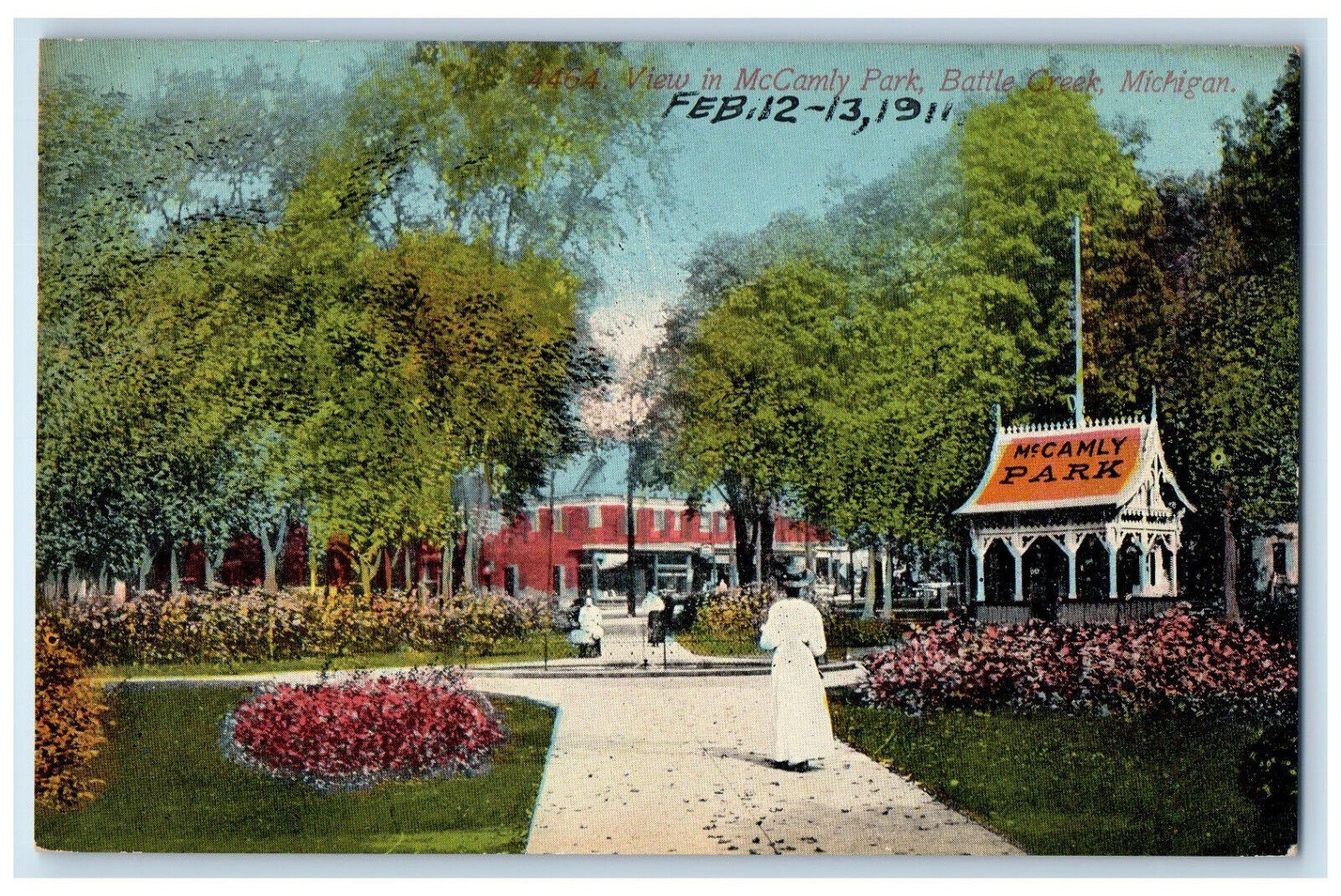 1911 View in McCamly Park Battle Creek Michigan MI Unposted Antique Postcard