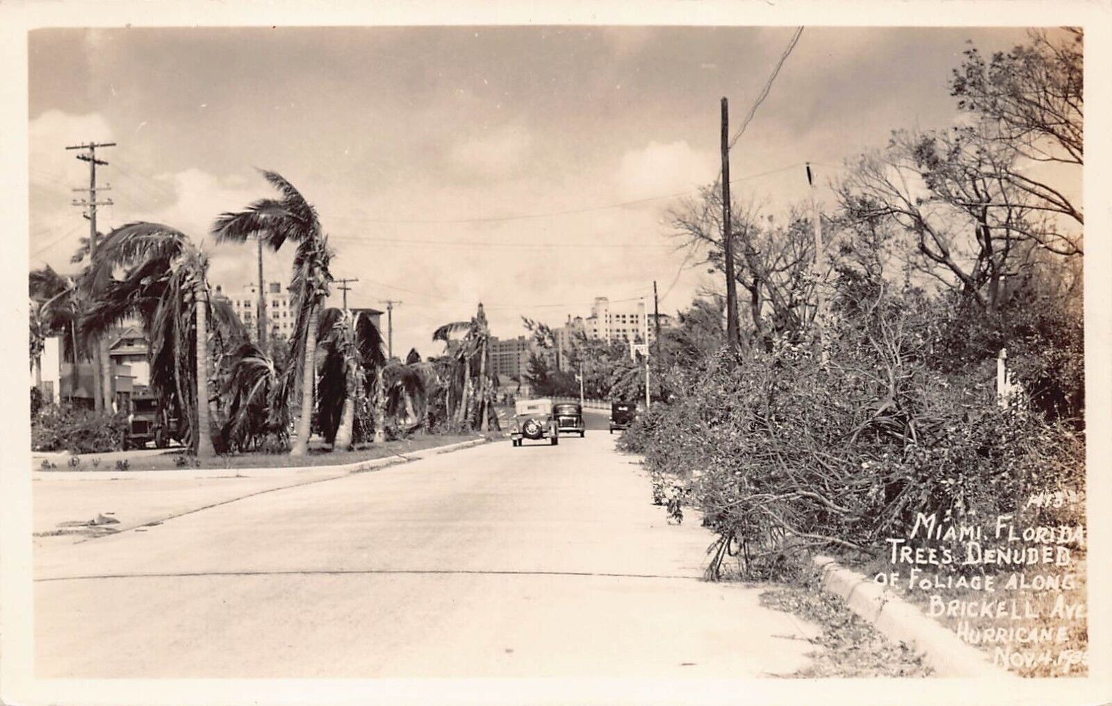 RPPC Miami FL Florida 1935 Hurricane Disaster Brickell Avenue Photo Postcard D22