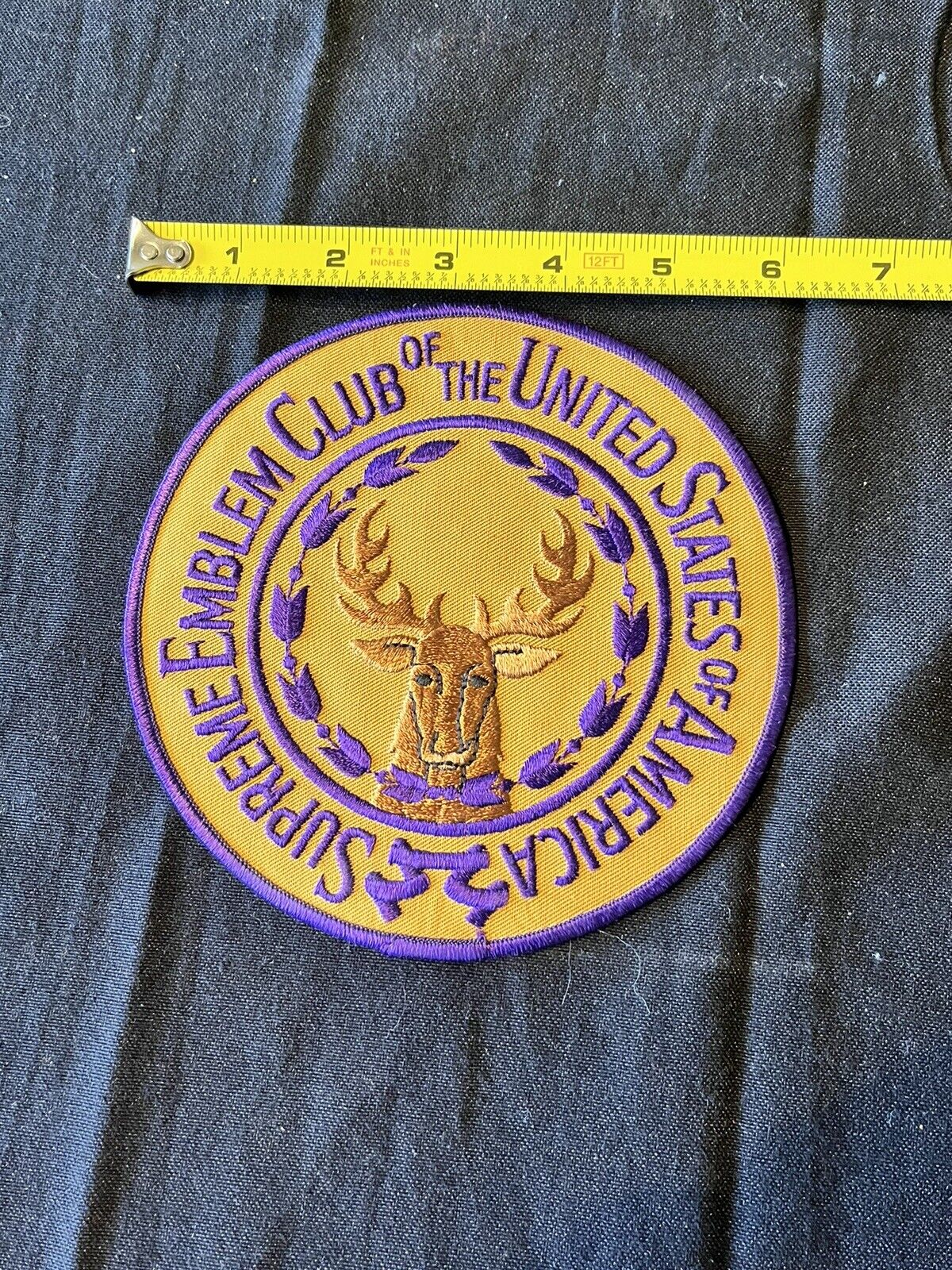 Vintage Supreme Emblem Club, Elks,  Patch Deer Purple HUGE