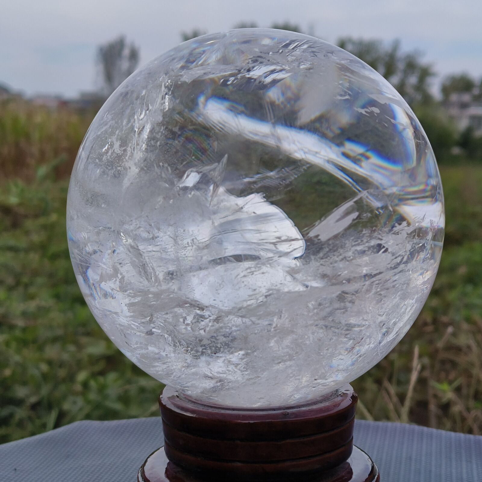 UK 6.78LB Natural clear Sphere Ball Quartz Crystal Reiki Healing