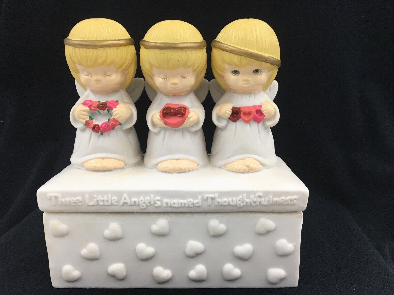 Hallmark Trinket Box Three Angels Named Thoughtfulness Kindness & Caring 5-3/4”