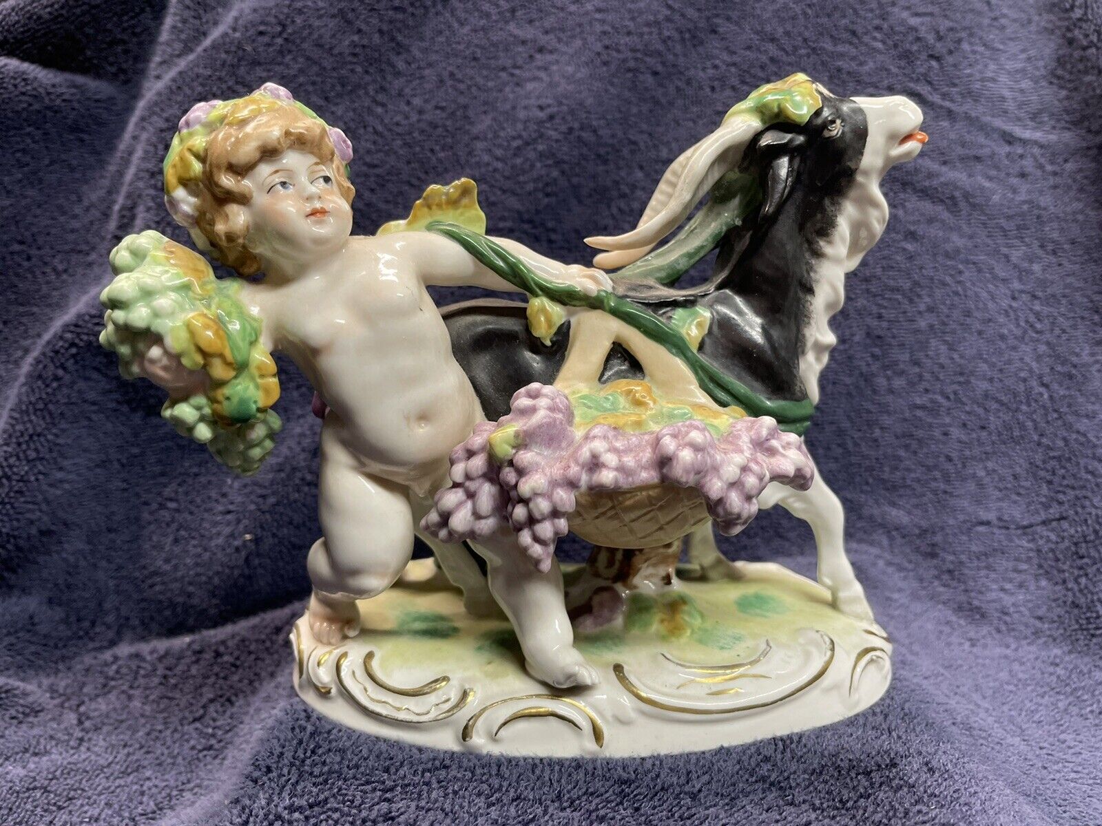 Kister scheibe alsbach figurine Goat And Child Bacchus Putto Made In Germany